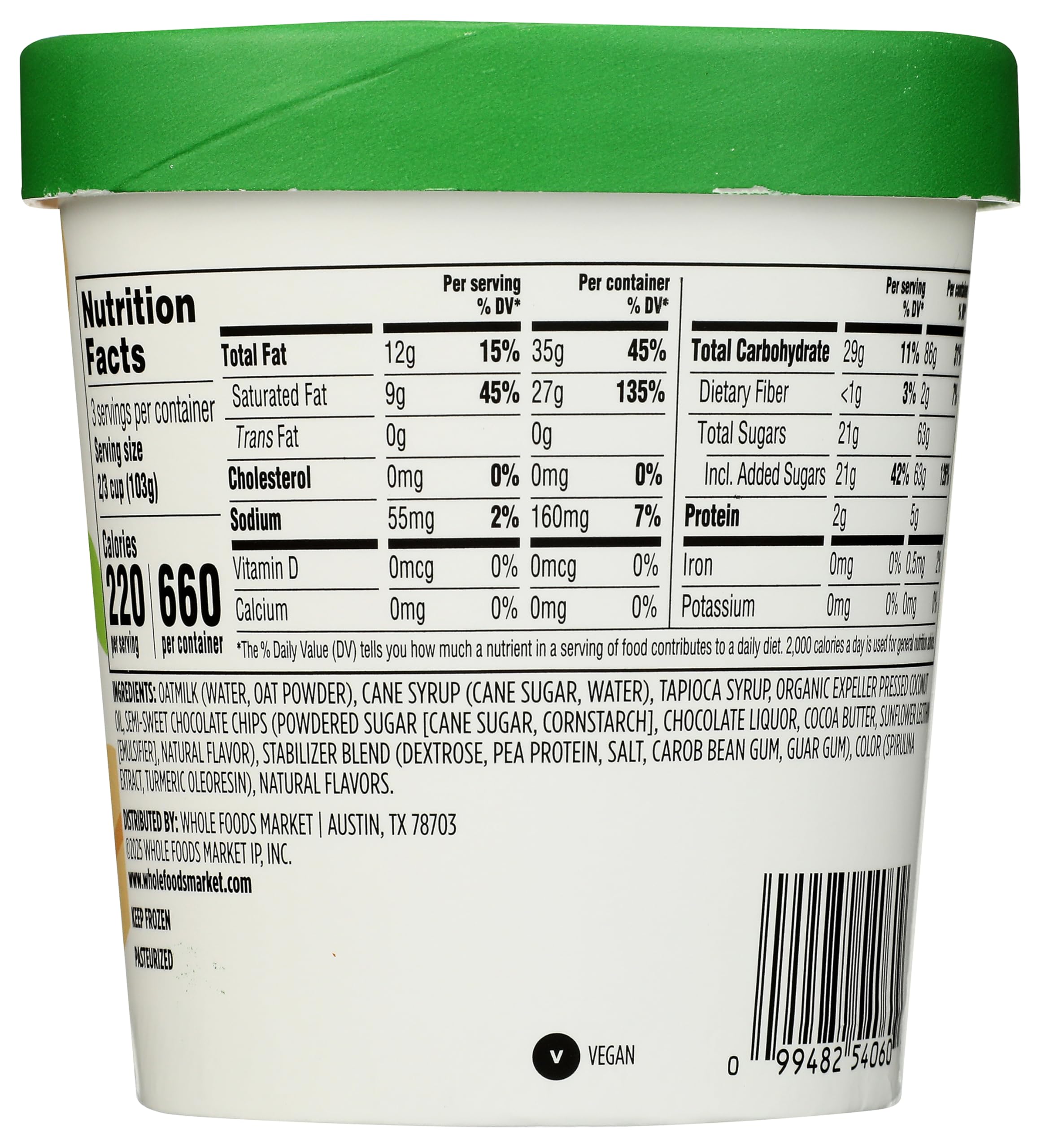 Mint Chip Oat Milk Frozen Dessert 1 PT 365 By Whole Foods Market