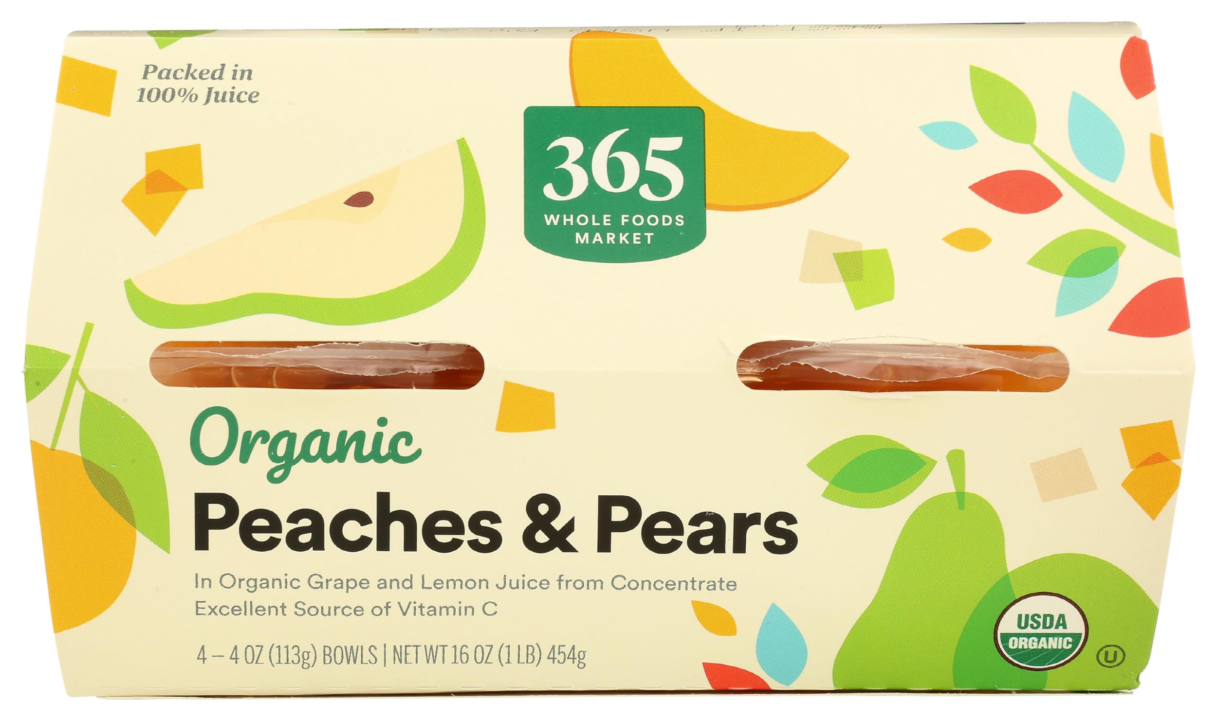Organic Peaches And Pears Snack Cups 16 Oz 365 By Whole Foods Market