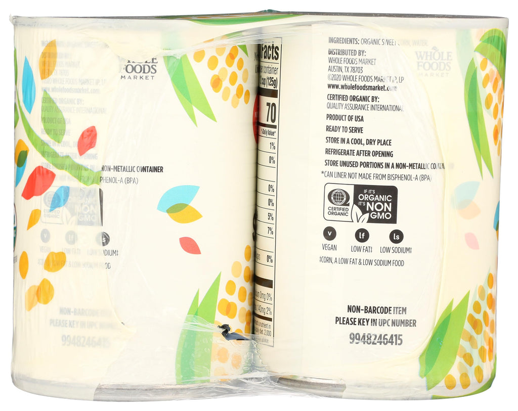 Organic Corn No Salt Added 15.25 Oz 4 Pack 365 By Whole Foods Market