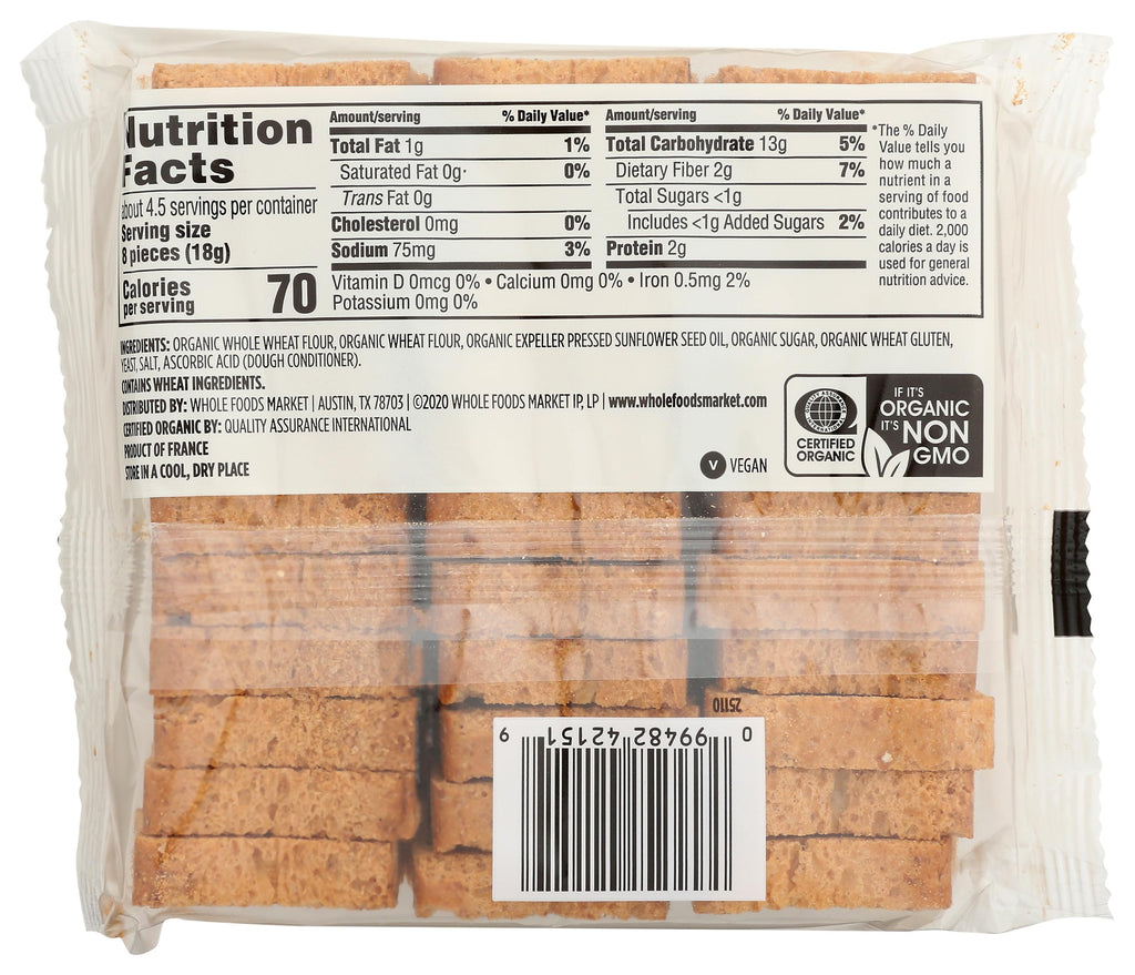 Organic Whole Wheat Mini Toast 2.8 Oz 365 By Whole Foods Market