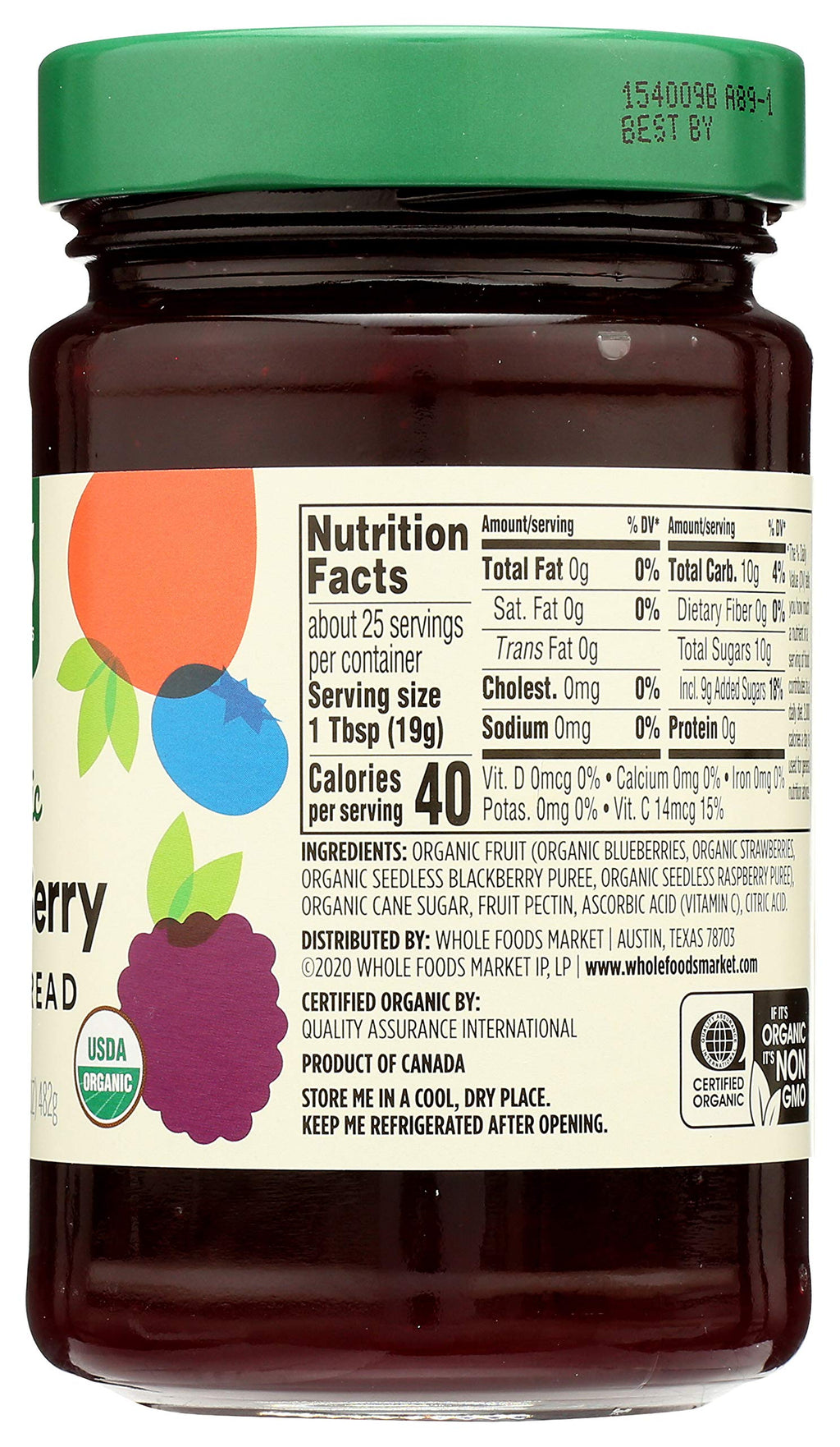 Organic Mixed Berry Fruit Spread 17 Oz 365 By Whole Foods Market