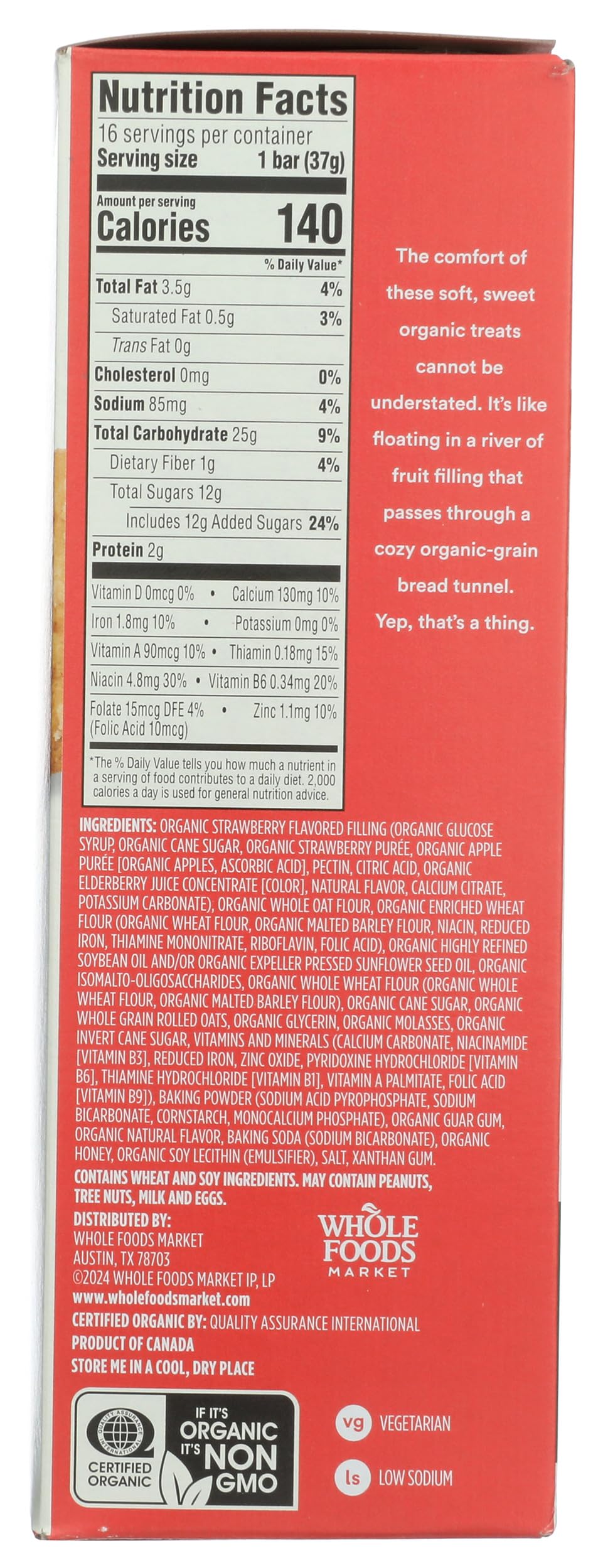 Organic Strawberry Fruit And Grain Bars 20.8 Oz 365 By Whole Foods Market