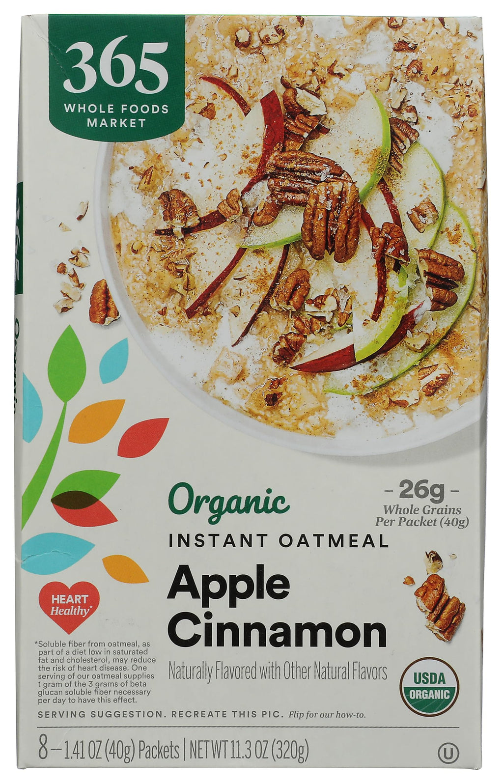 Organic Instant Oatmeal Apple Cinnamon 1.41 Oz Packets Pack Of 8 365 By Whole Foods Market