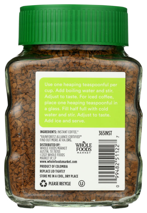 Decaf Instant Coffee Dark Vienna Roast Swiss Water Process 3.5 Oz 365 By Whole Foods Market