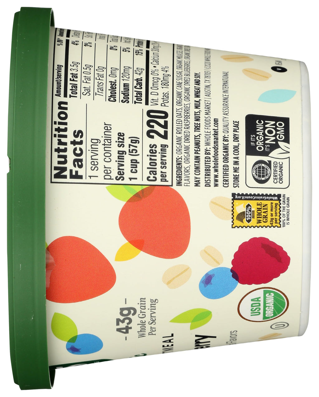 Organic Triple Berry Instant Oatmeal 2 Oz 365 By Whole Foods Market
