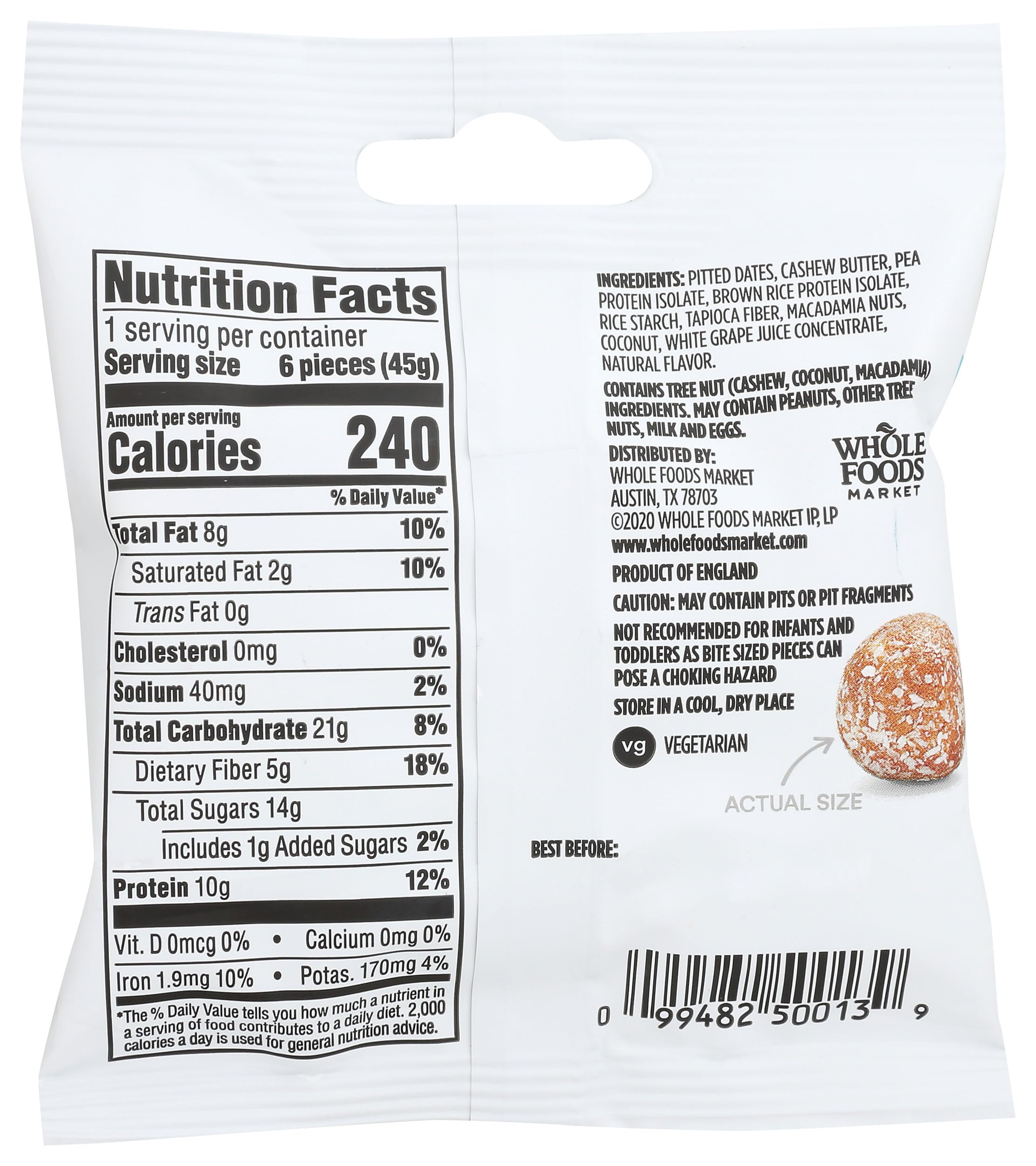 Coconut Macadamia Protein Chewy Bites 1.58 Oz 365 By Whole Foods Market