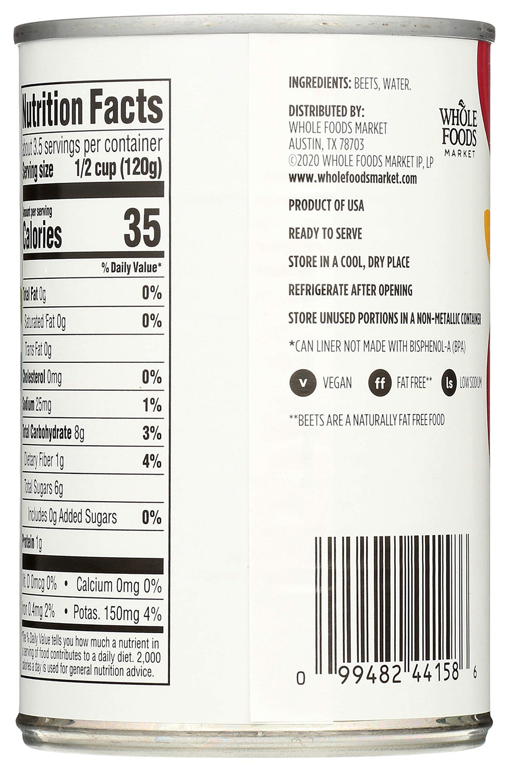 Sliced Beets No Salt Added 15 Oz 365 By Whole Foods Market