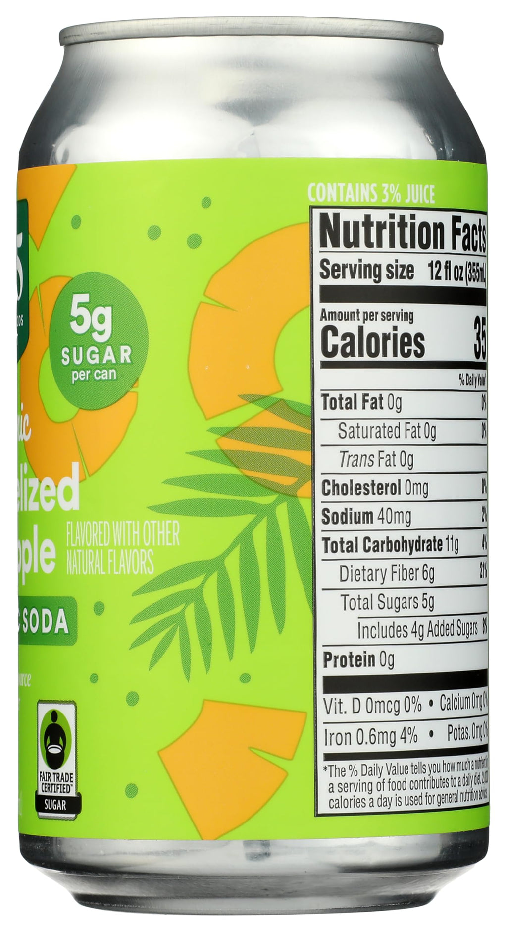 Organic Caramelized Pineapple Prebiotic Soda 12 Fl Oz 365 By Whole Foods Market