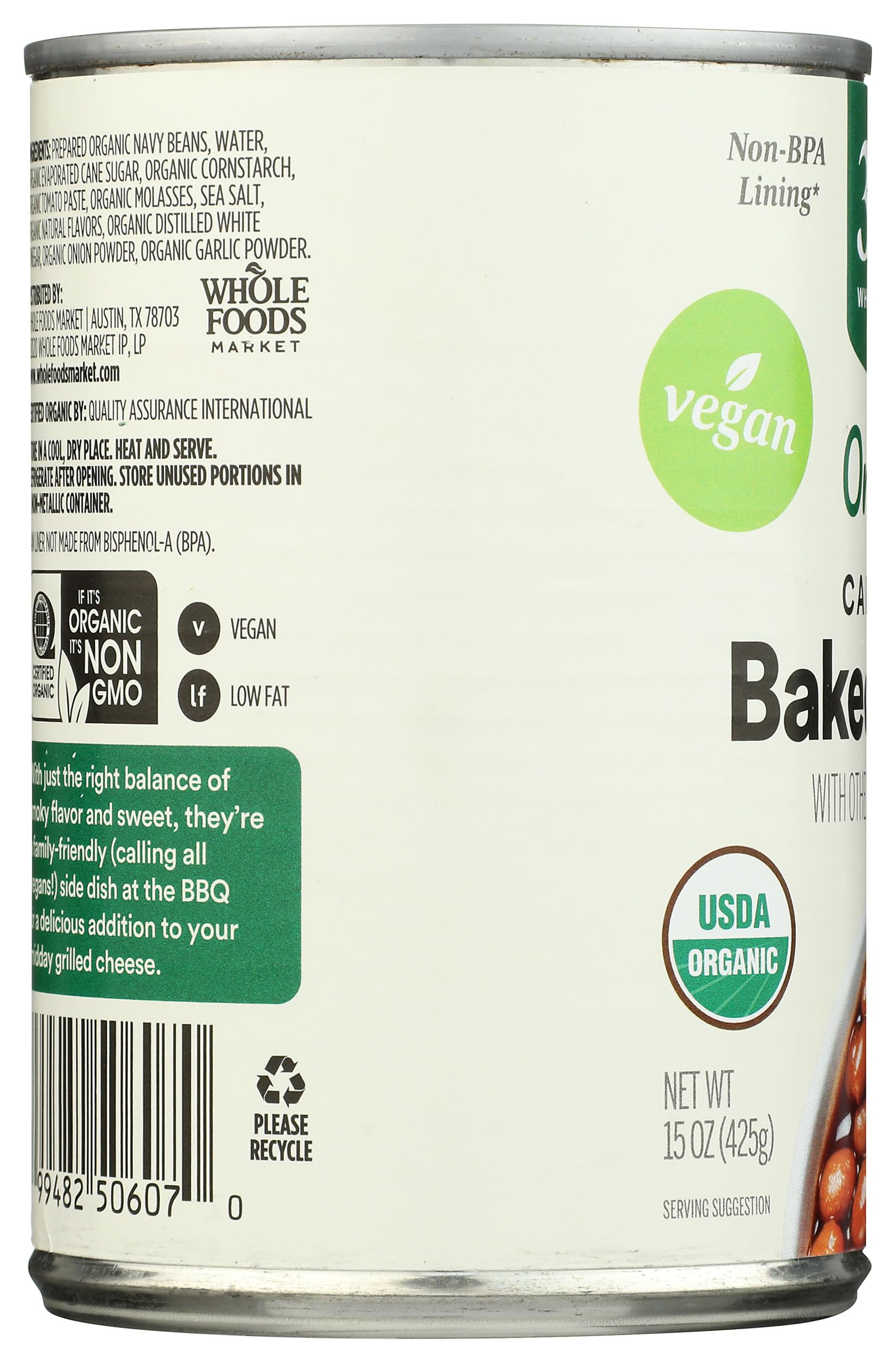 Organic Baked Beans Campfire Style 15 Oz 365 By Whole Foods Market