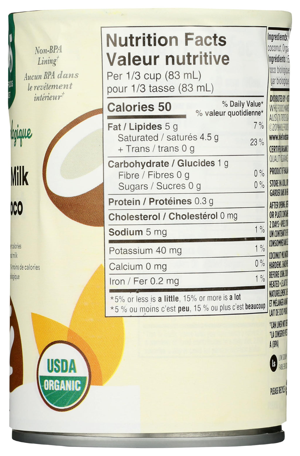 Organic Light Coconut Milk 13.5 Fl Oz 365 By Whole Foods Market