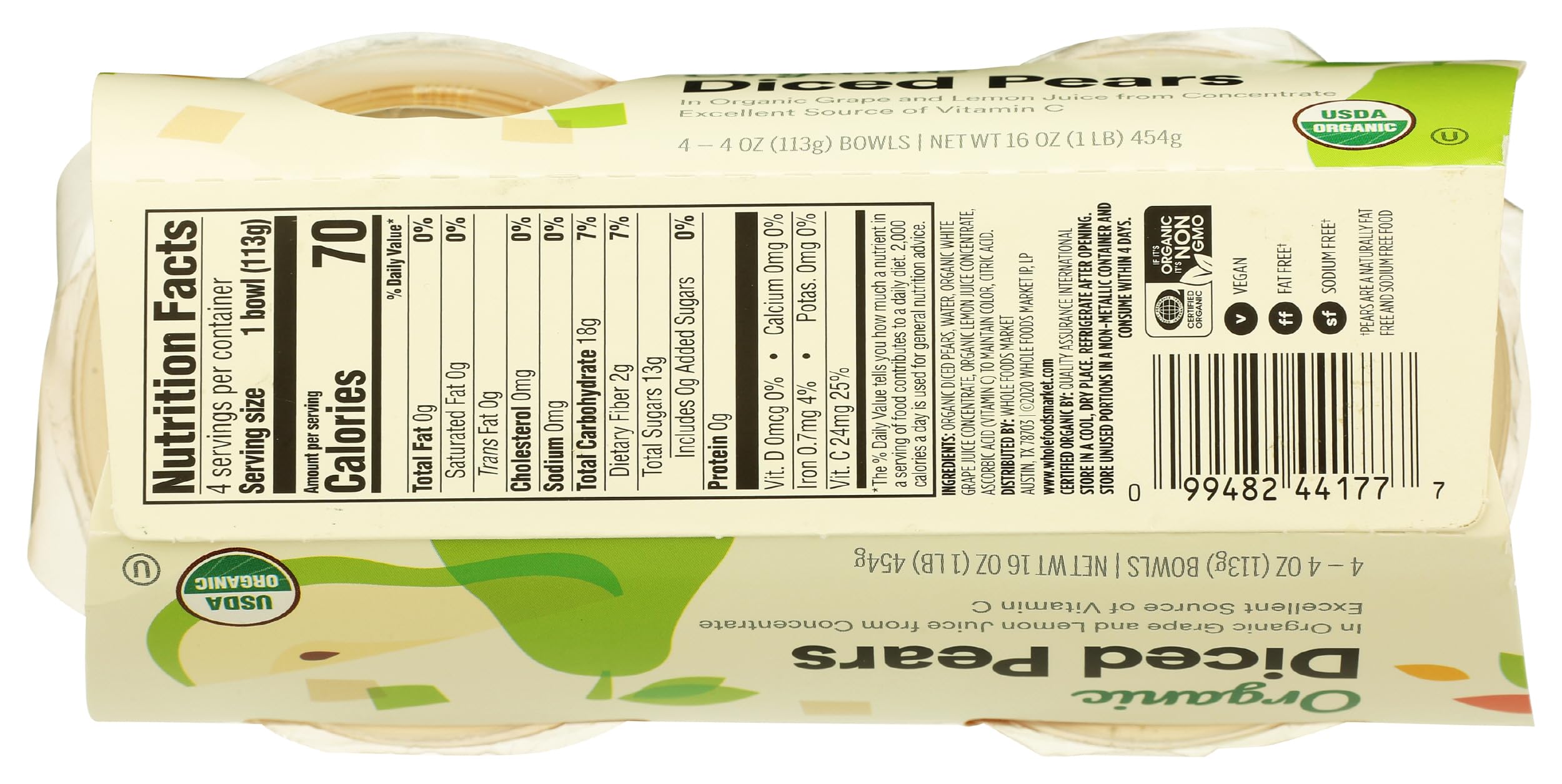 Organic Diced Pears 16 Oz 365 By Whole Foods Market