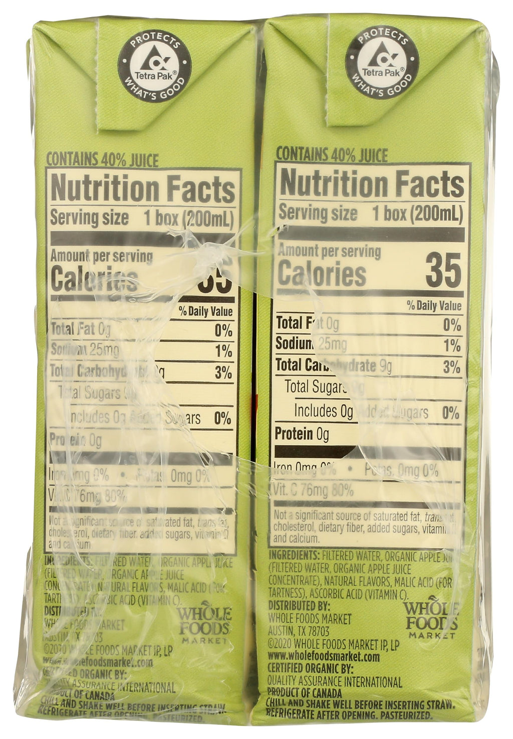 Organic Reduced Sugar Apple Juice 6.75 Fl Oz 8 Pack 365 By Whole Foods Market