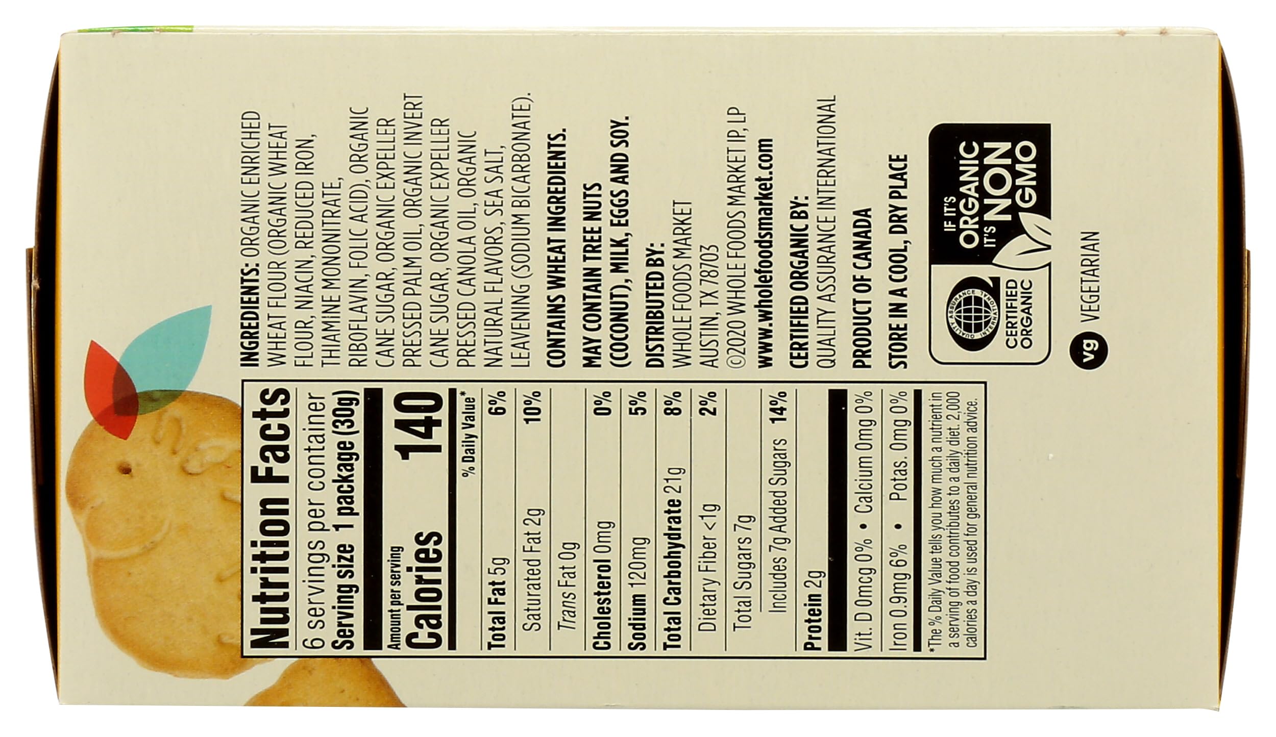 Organic Vanilla Animal Cookie 6.3 Oz 1 Count 365 By Whole Foods Market