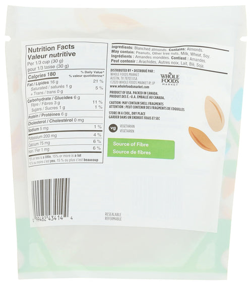 Blanched And Slivered Almonds 8 Oz 365 By Whole Foods Market