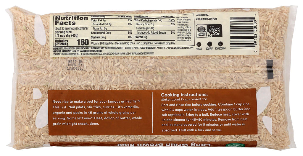 Organic Long Grain Brown Rice 32 Oz 365 By Whole Foods Market