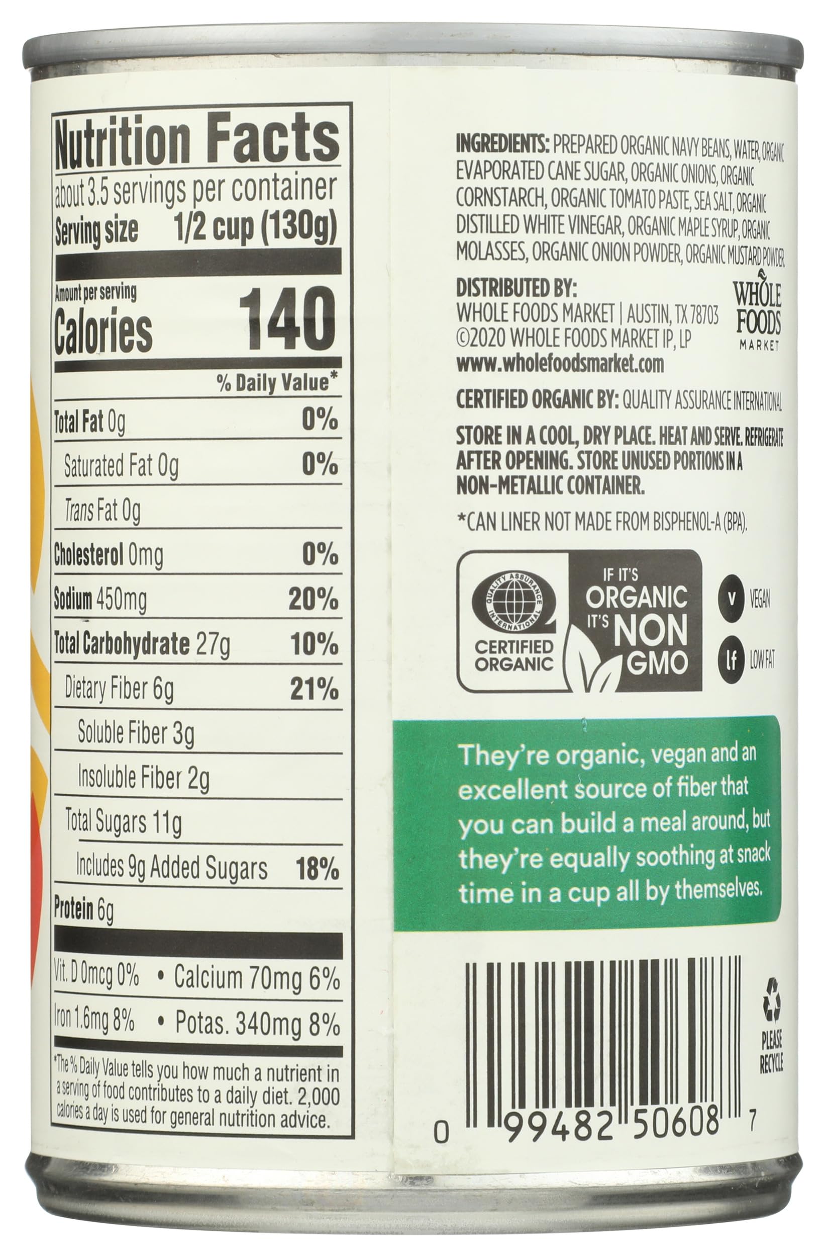 Organic Baked Beans Maple With Onion 15 Oz 365 By Whole Foods Market