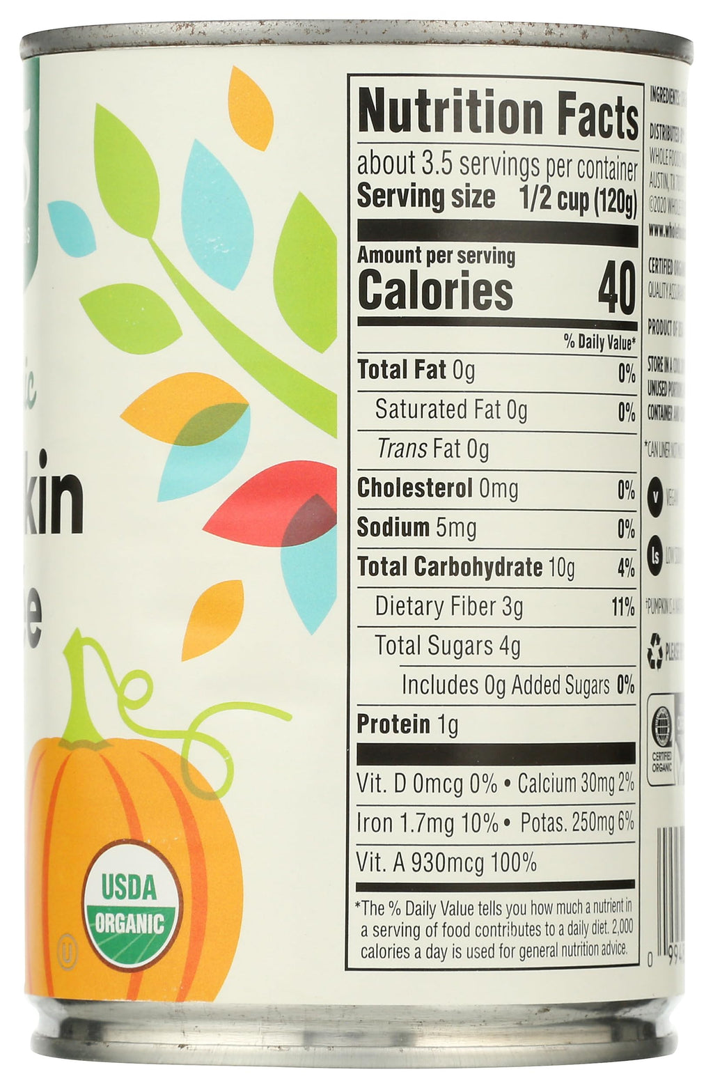 Organic Pumpkin Puree 15 Oz 365 By Whole Foods Market