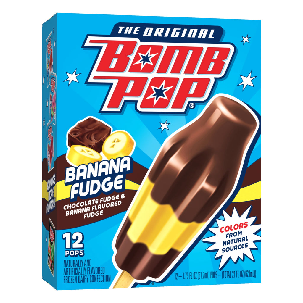 Bomb Pop Banana Fudge Freeze Ice Pop Frozen Dessert 12 Count 21 Fl Oz