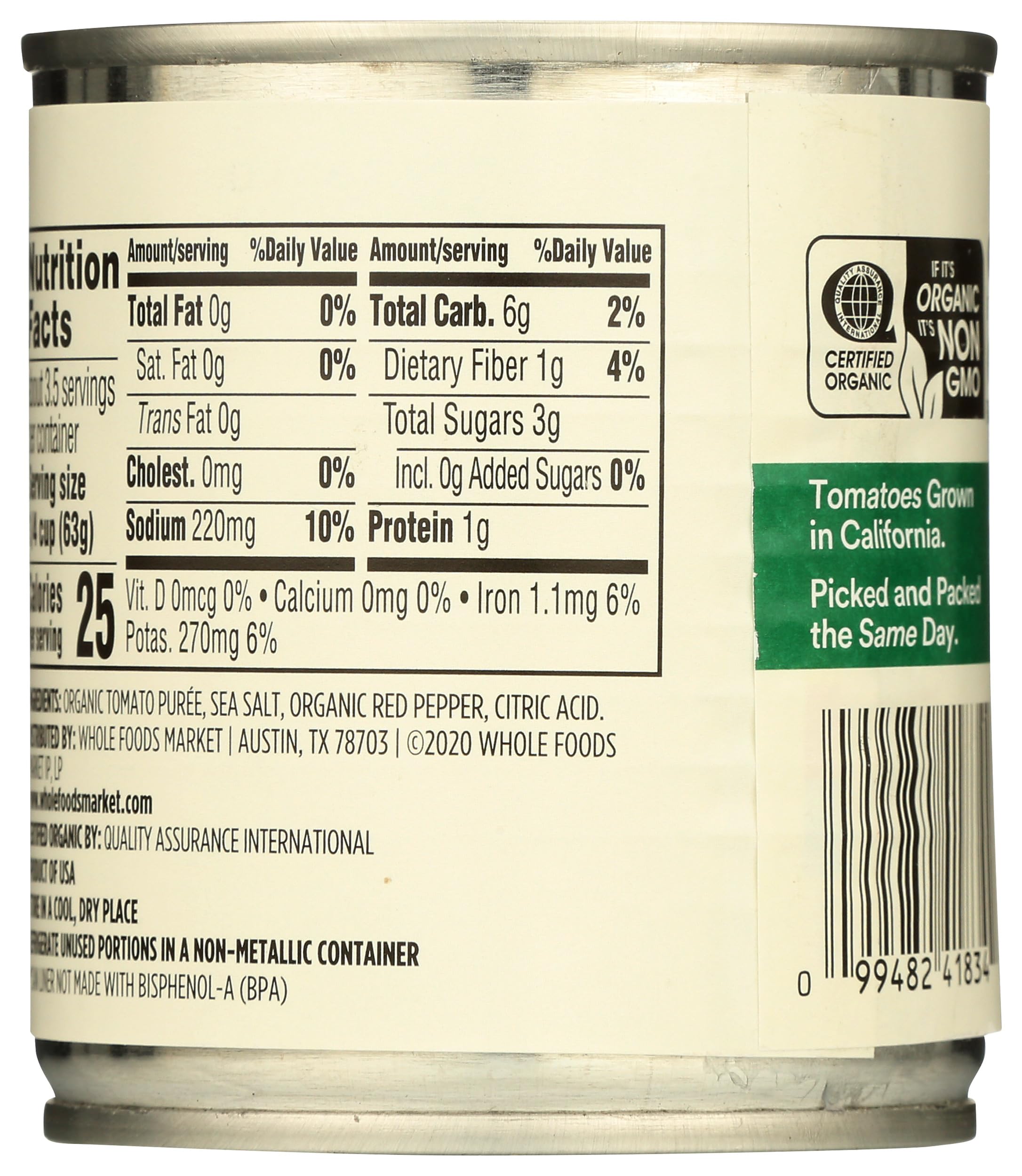 Organic Tomato Sauce 8 Oz 365 By Whole Foods Market