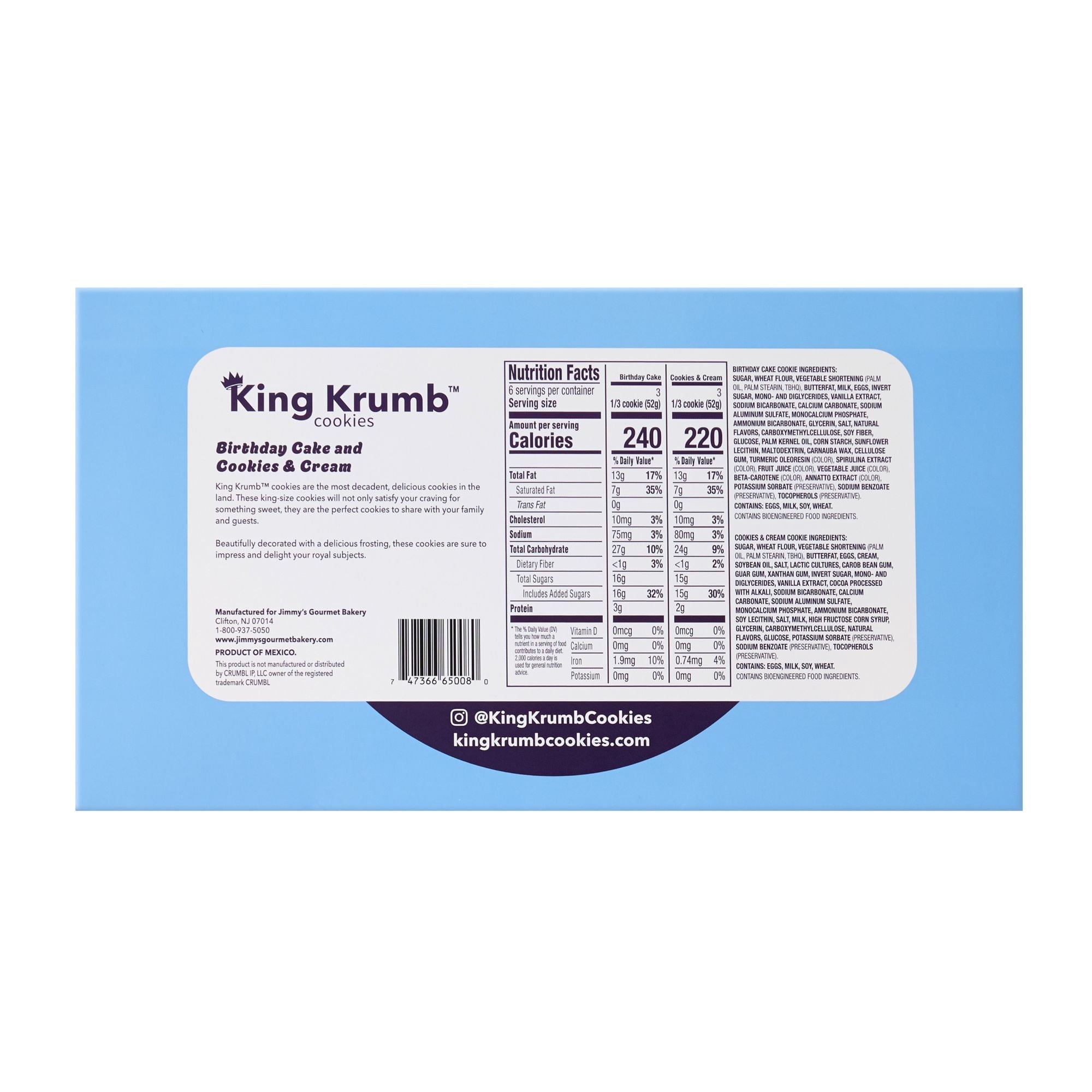 King Krumb Frosted Birthday Cake & Cookies & Cream Cookies 11 Oz 2 Count Freshness Guaranteed