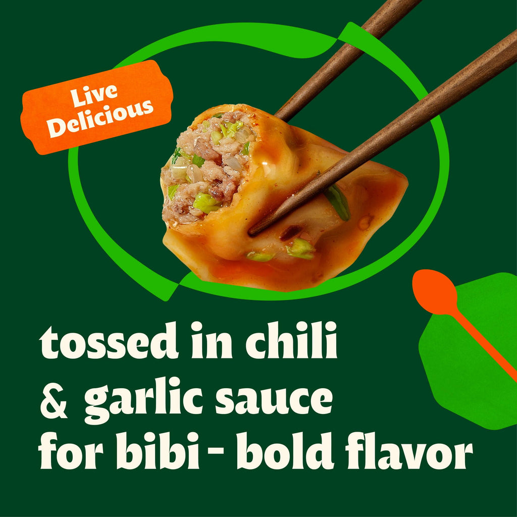 Bibigo Vegetable & Pork Spicy Sauced Dumplings Frozen 9.01 Oz