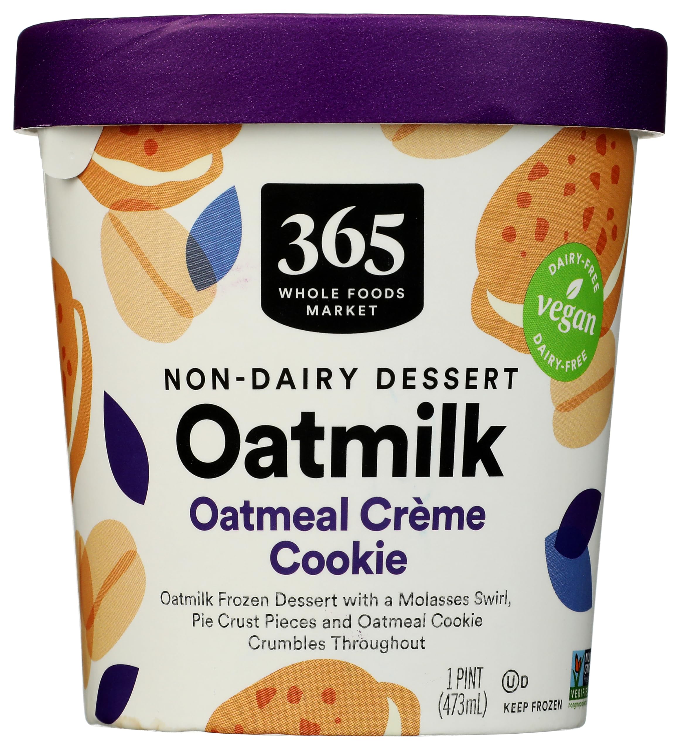 Oatmeal Creme Cookie Oat Milk Frozen Dessert 1 PT 365 By Whole Foods Market