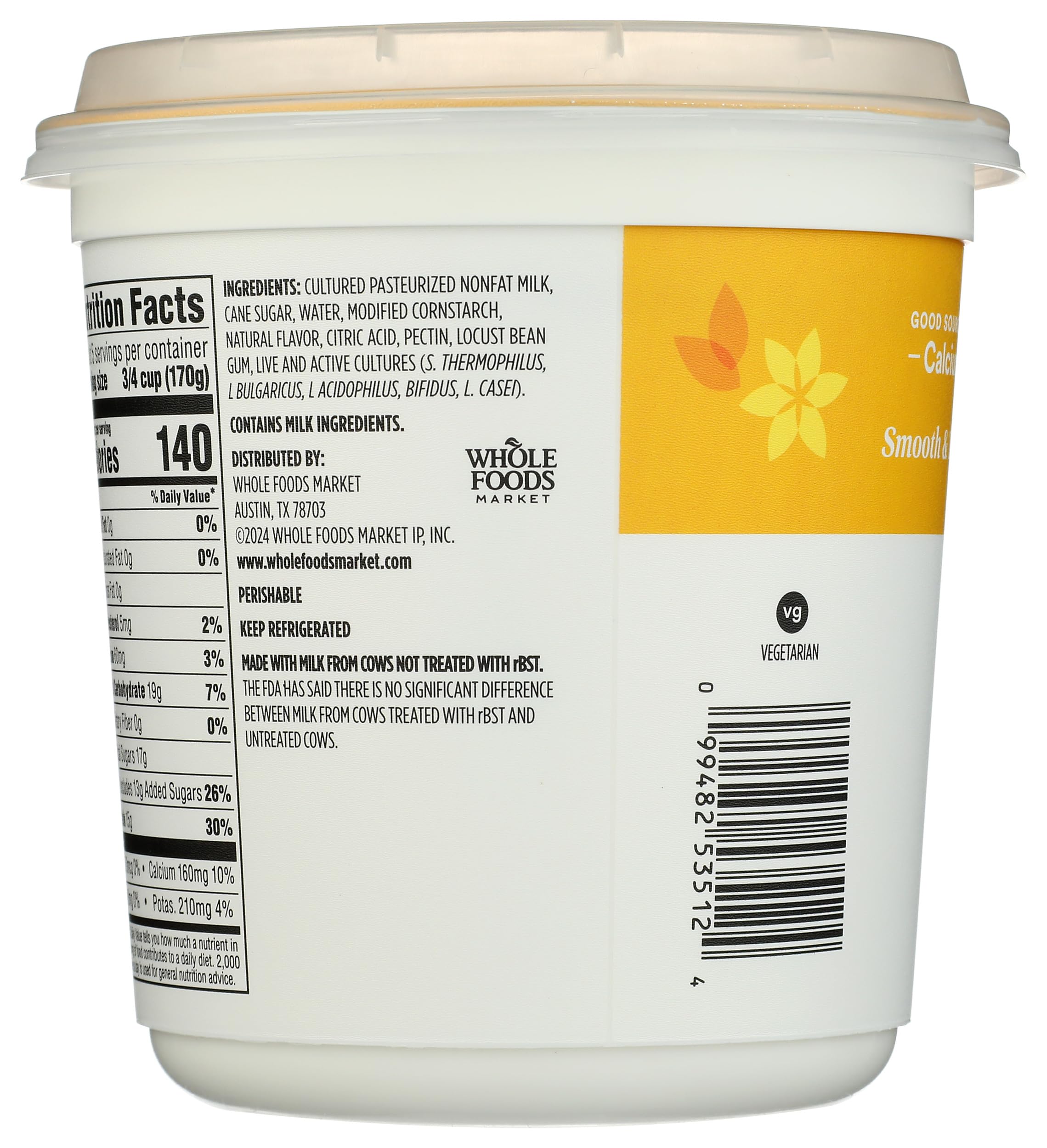 Nonfat Vanilla Greek Yogurt 32 Oz 365 By Whole Foods Market