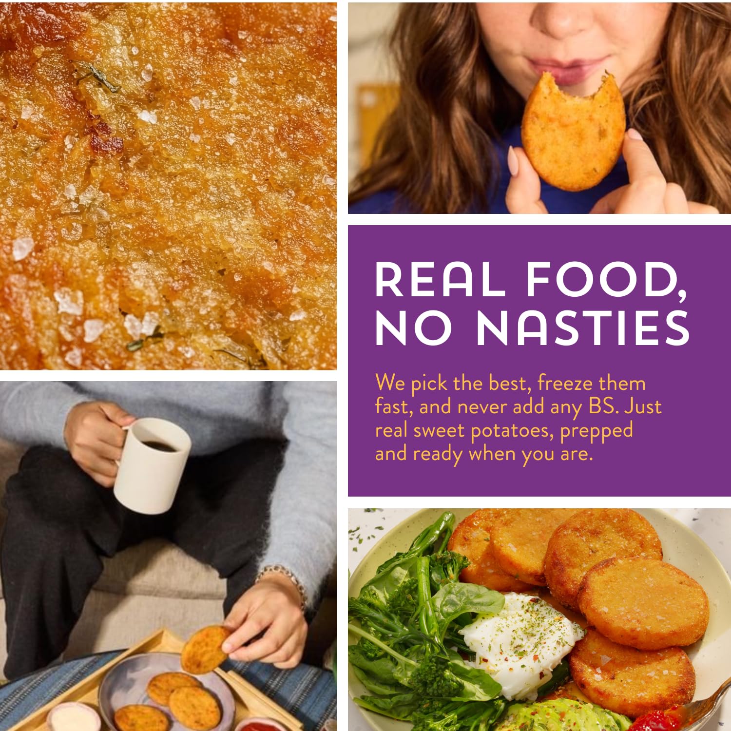 Sweet Potato Hash Browns 7 Frozen Patties 10.58 Oz Strong Roots