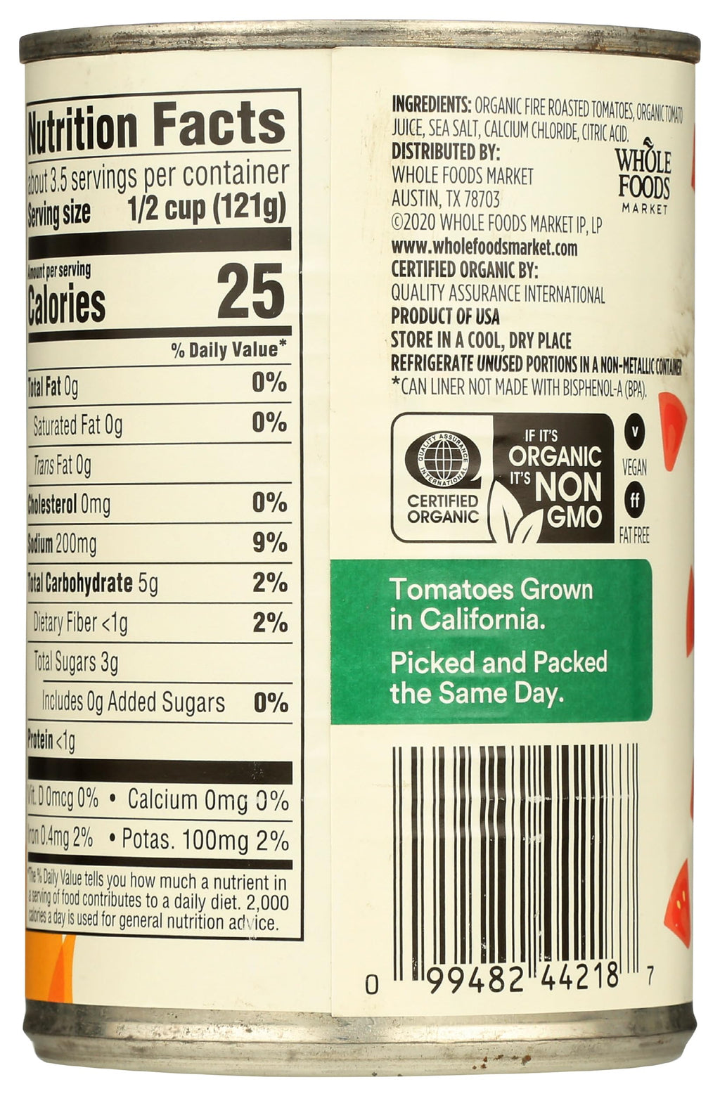 Organic Diced Fire Roasted Tomatoes 14.5 Oz 365 By Whole Foods Market