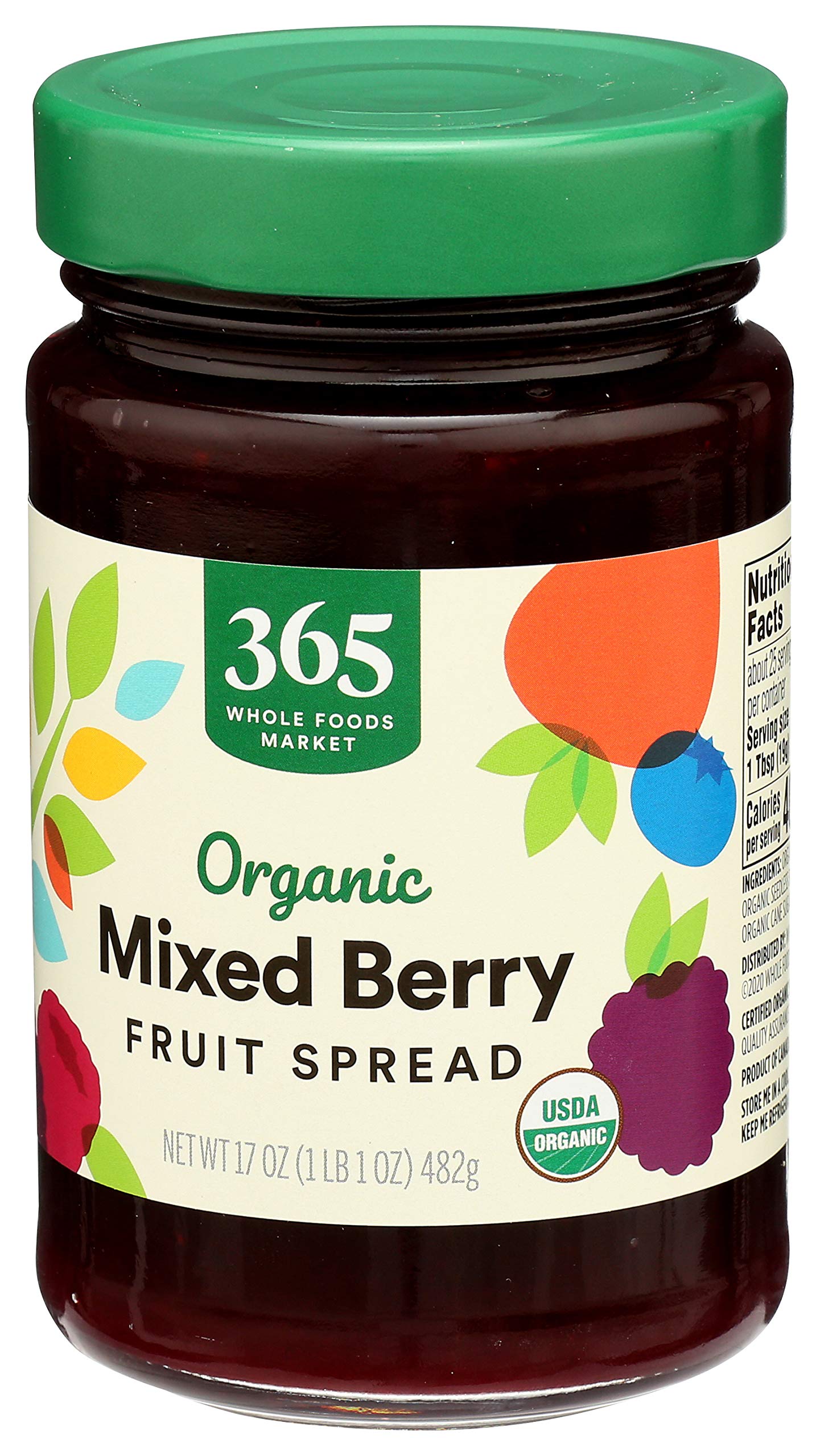 Organic Mixed Berry Fruit Spread 17 Oz 365 By Whole Foods Market