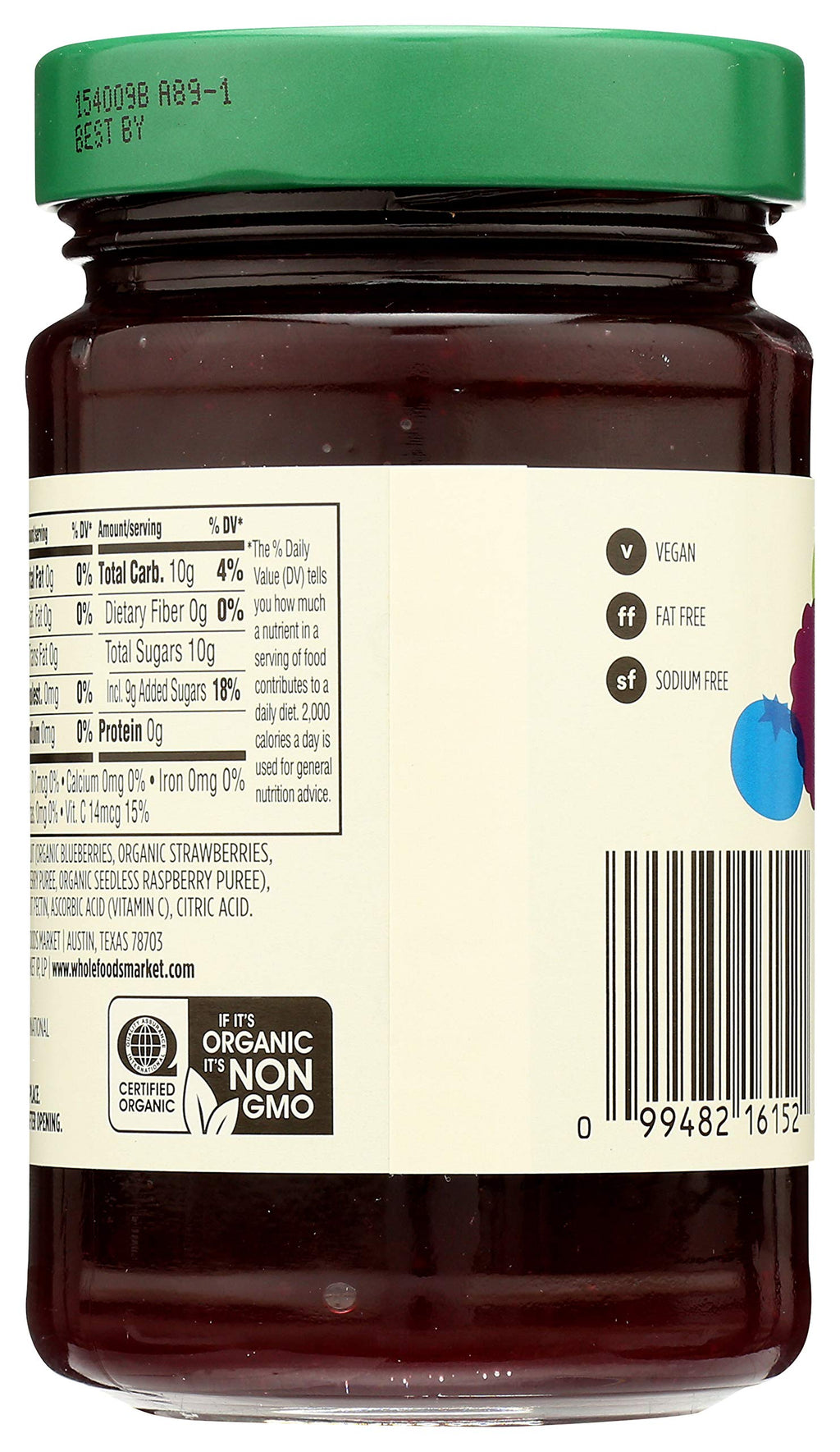 Organic Mixed Berry Fruit Spread 17 Oz 365 By Whole Foods Market