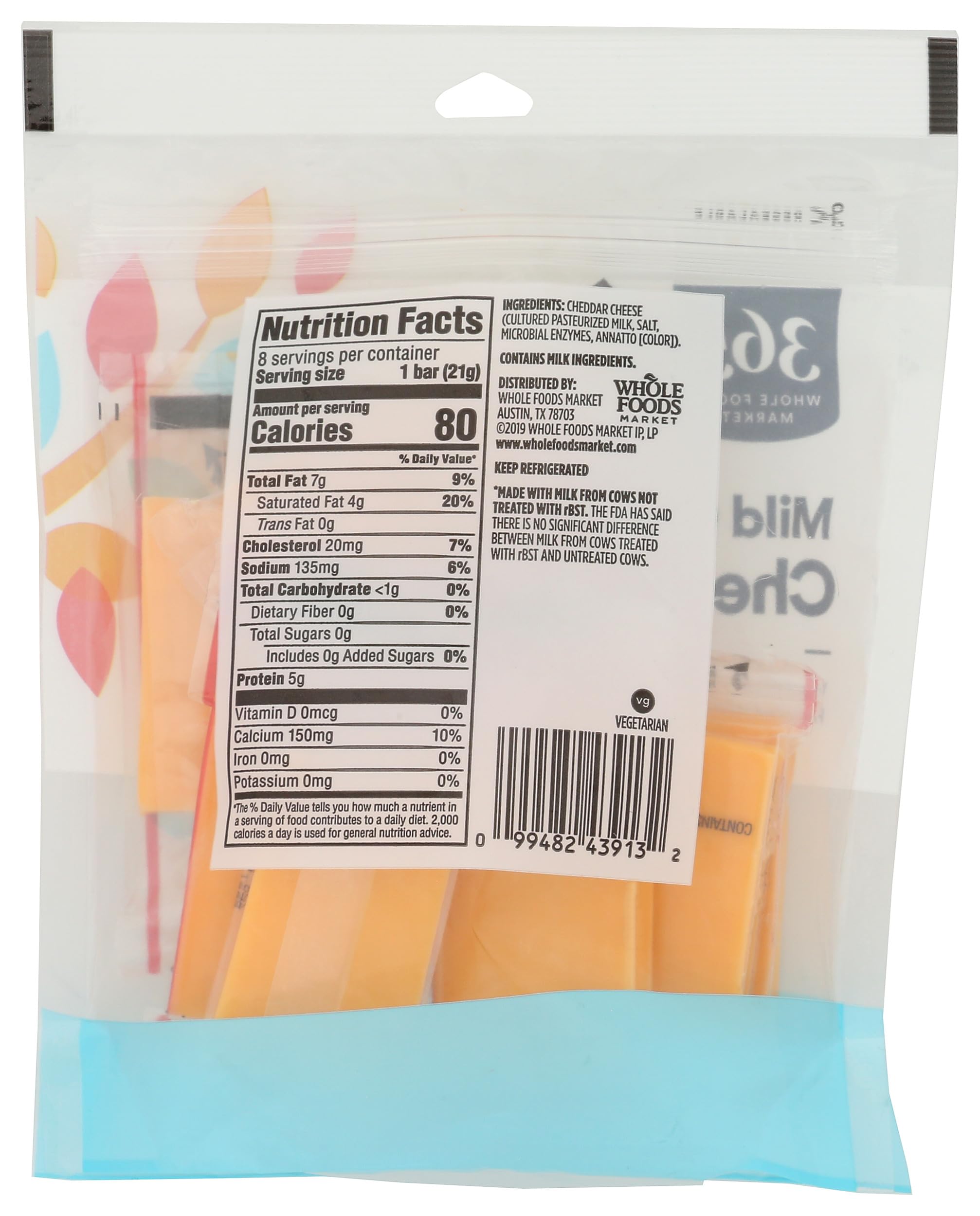 Mild Cheddar Cheese Bar Snack 6 Oz 365 By Whole Foods Market