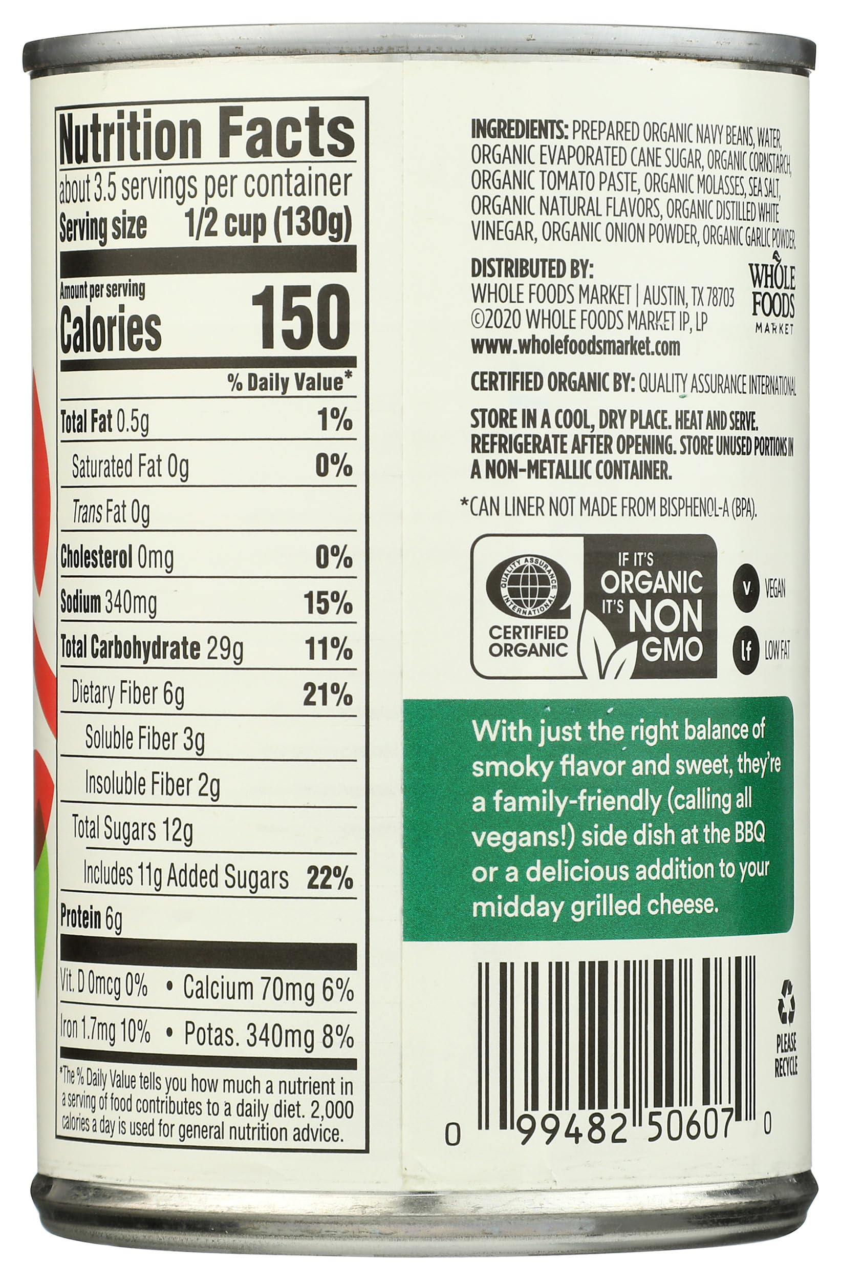 Organic Baked Beans Campfire Style 15 Oz 365 By Whole Foods Market