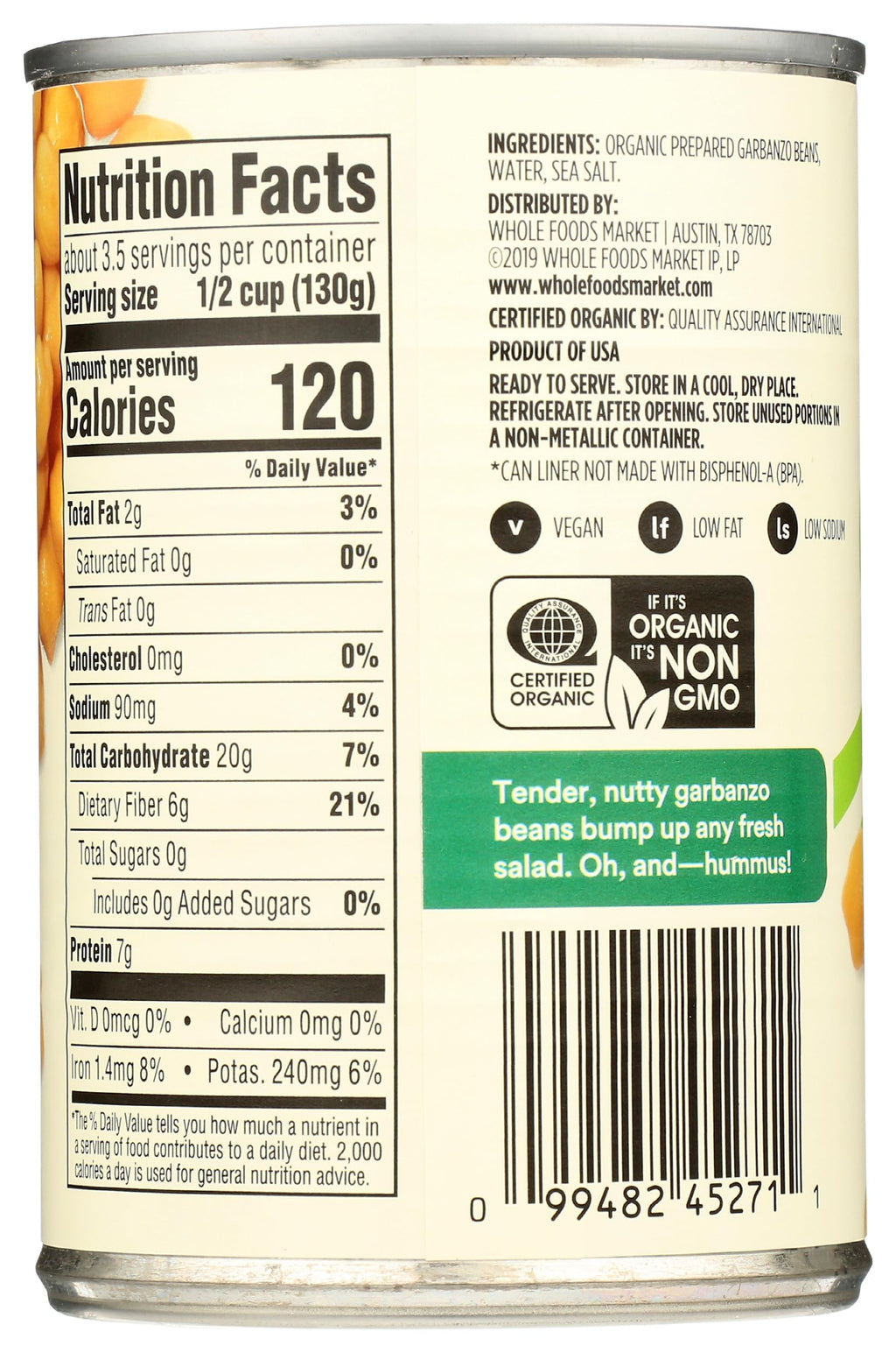 Organic Garbanzo Beans 15.5 Oz 365 By Whole Foods Market