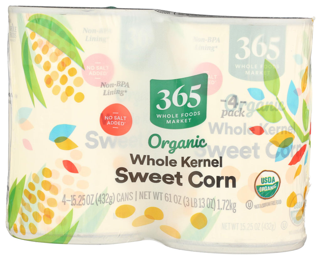 Organic Corn No Salt Added 15.25 Oz 4 Pack 365 By Whole Foods Market
