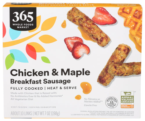 Chicken Sausage Breakfast Link Maple 7 Oz 365 By Whole Foods Market