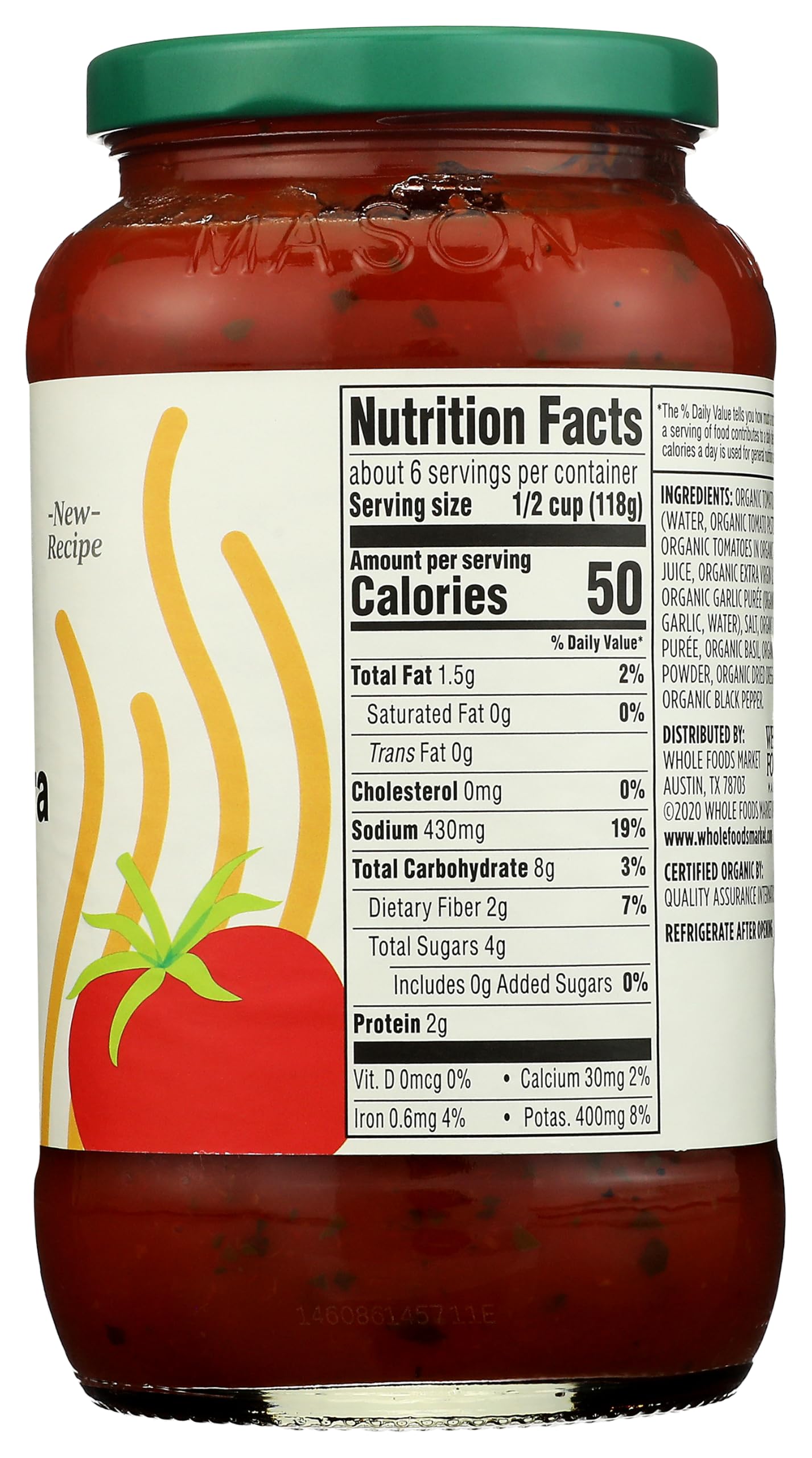Organic Marinara Pasta Sauce 25 Oz 1 Count 365 By Whole Foods Market