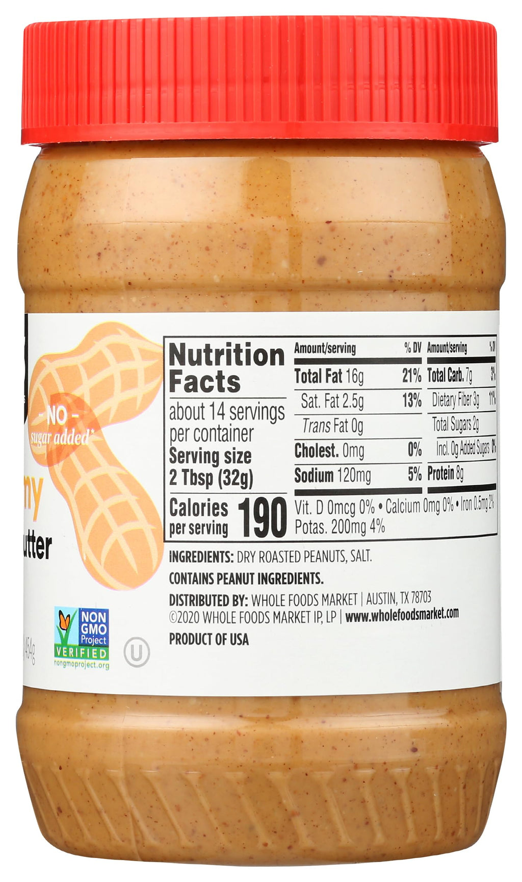 Creamy Peanut Butter 16 Oz 1 Count 365 By Whole Foods Market