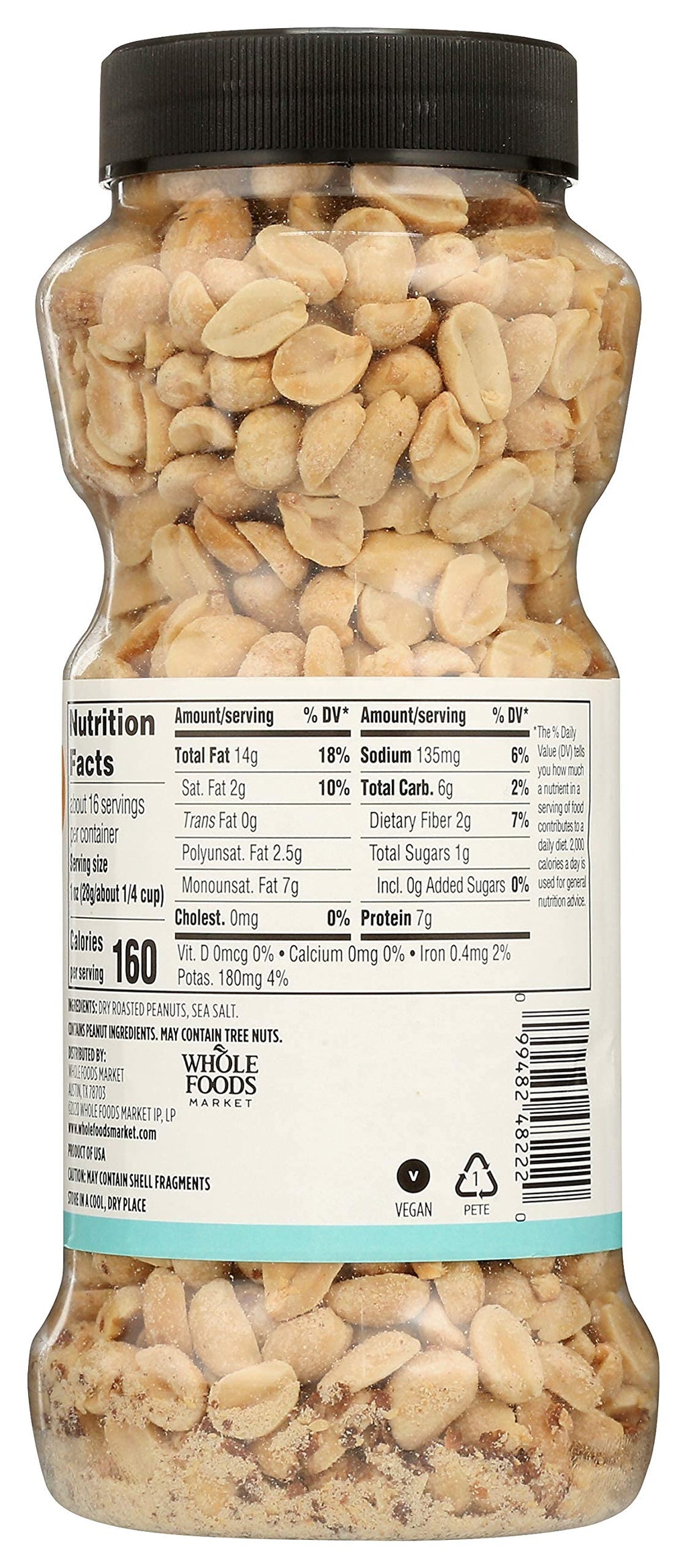 Dry Roasted & Salted Peanuts 16 Oz 365 By Whole Foods Market