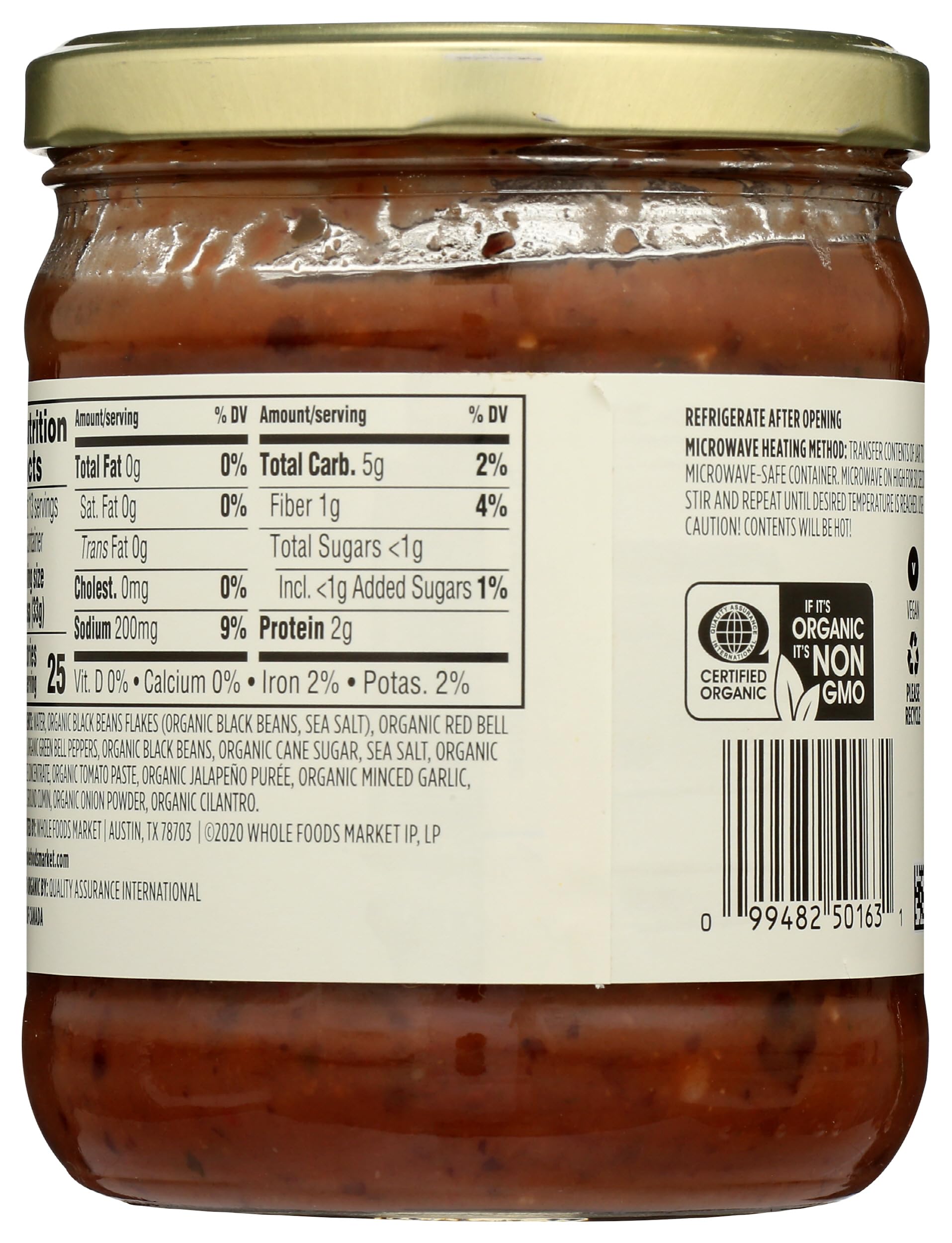 Organic Black Bean Dip 15 Oz 365 By Whole Foods Market