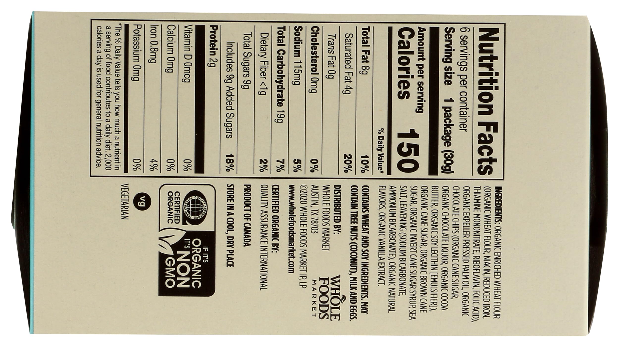 Organic Chocolate Chip Cookie Bites 6.3 Oz 1 Count 365 By Whole Foods Market