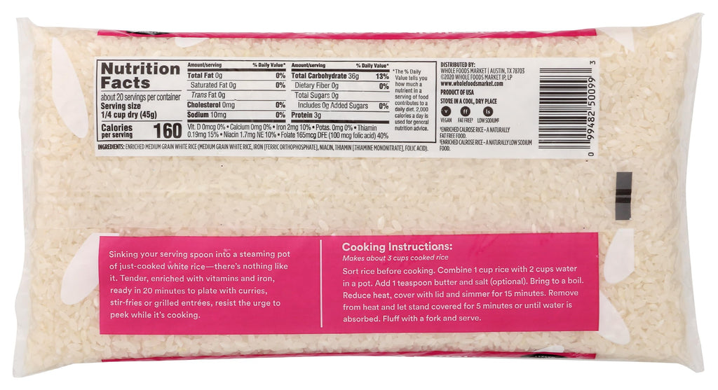 Enriched Calrose Medium Grain Rice 32 Oz 365 By Whole Foods Market