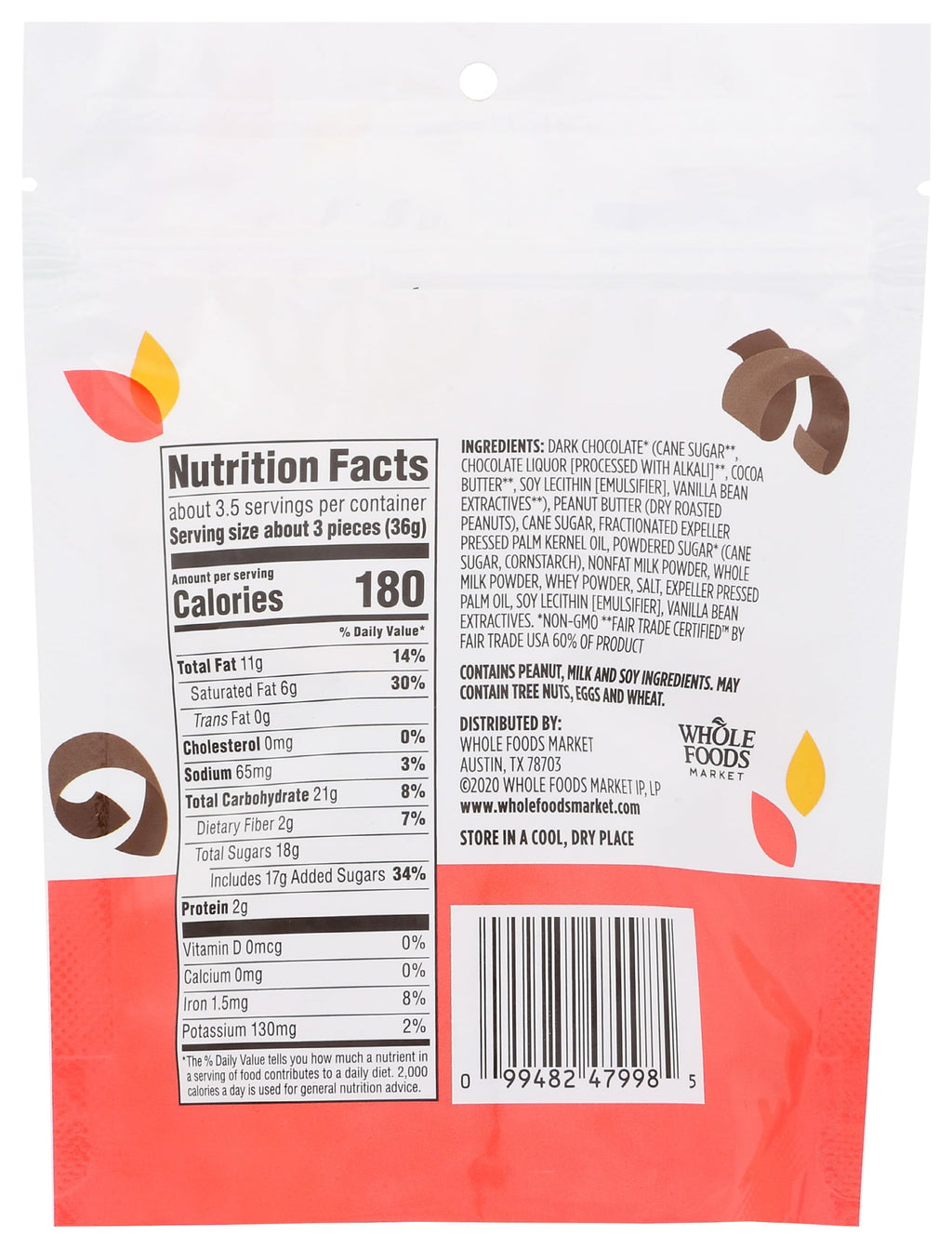 Mini Dark Chocolate Peanut Butter Cups 4.7 Oz 365 By Whole Foods Market