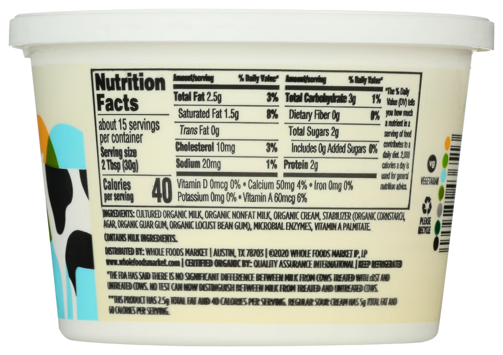 Organic Low-Fat Sour Cream 16 Oz 365 By Whole Foods Market