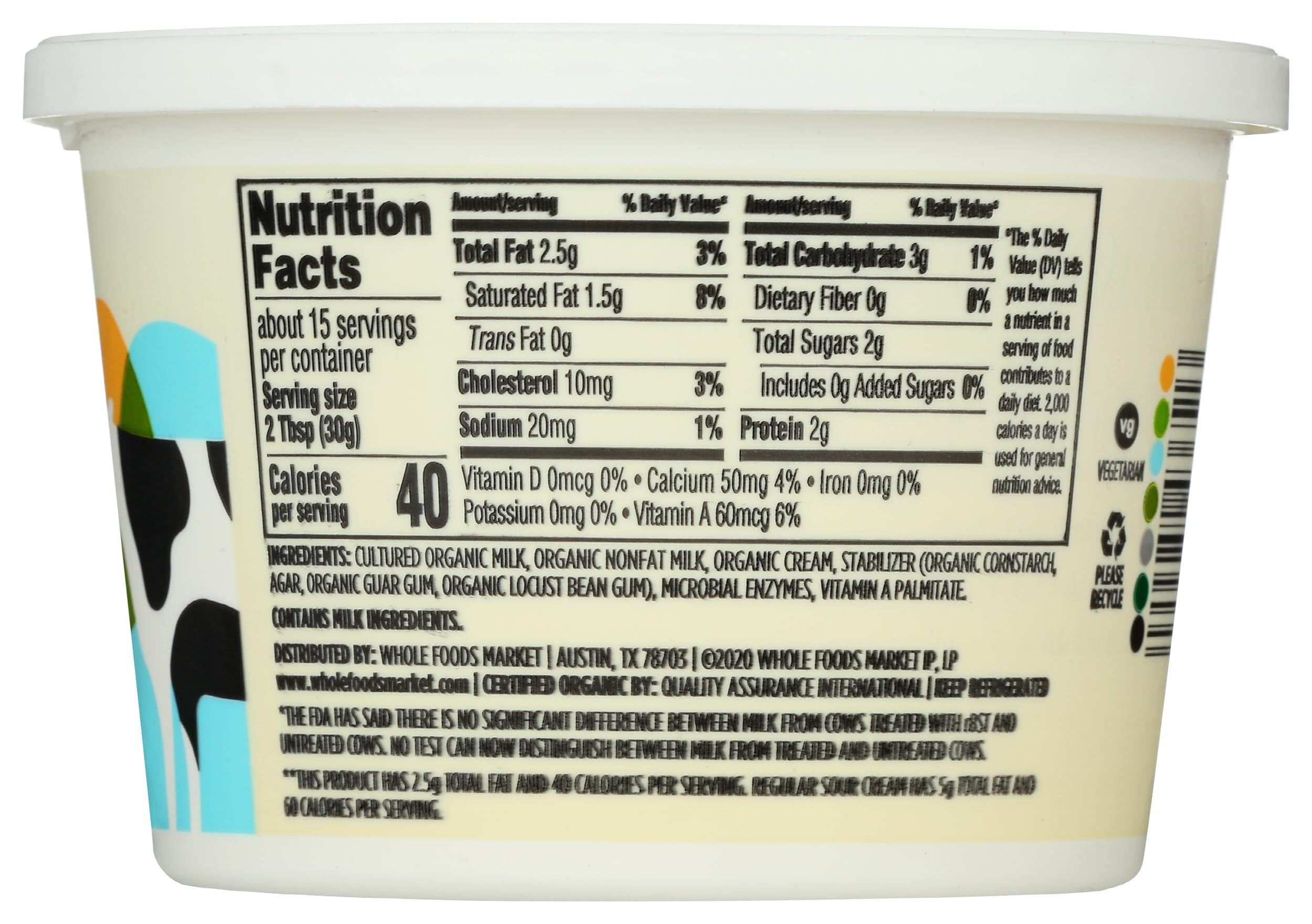Organic Low-Fat Sour Cream 16 Oz 365 By Whole Foods Market