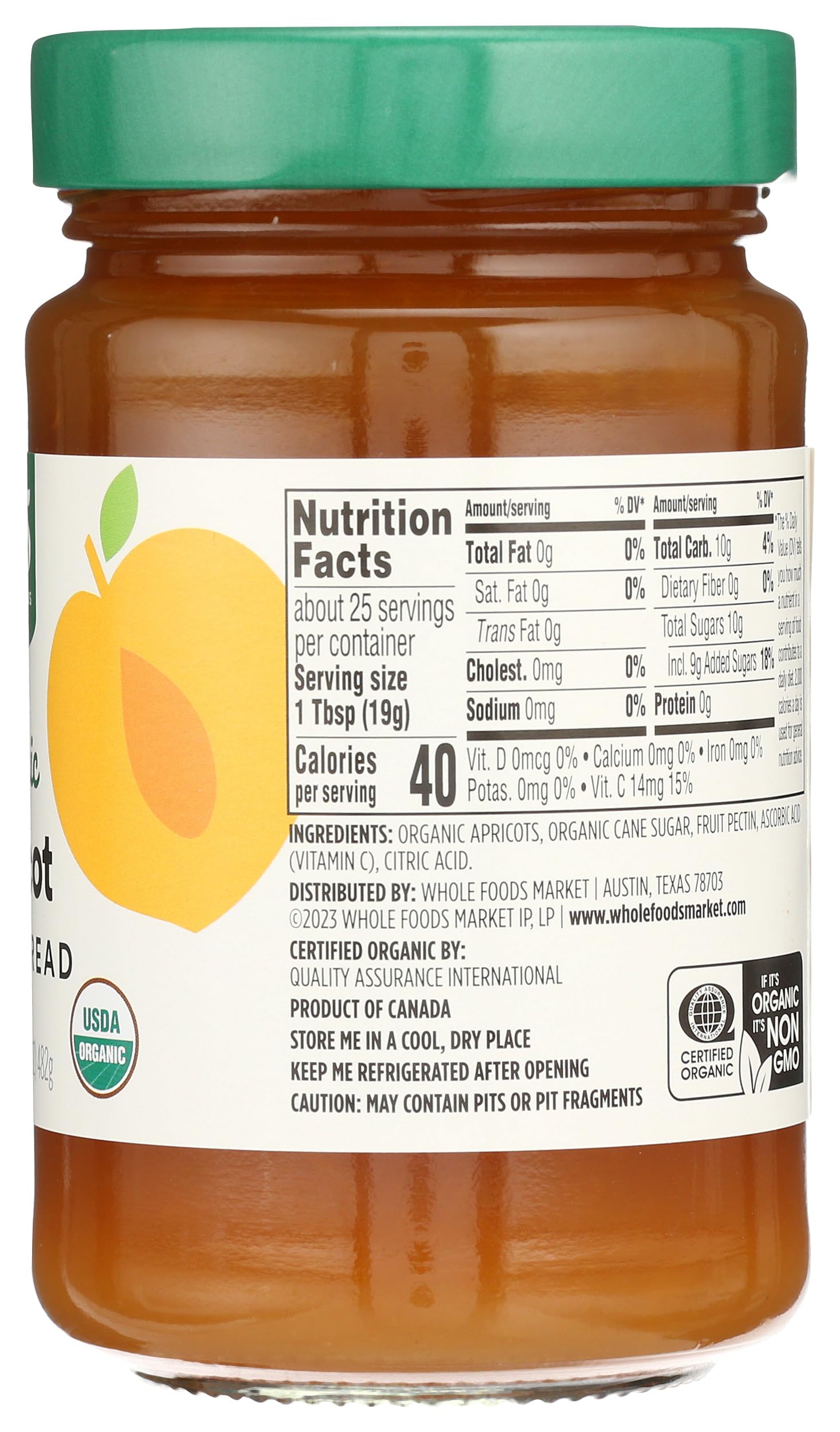 Organic Apricot Fruit Spread 17 Oz 365 By Whole Foods Market
