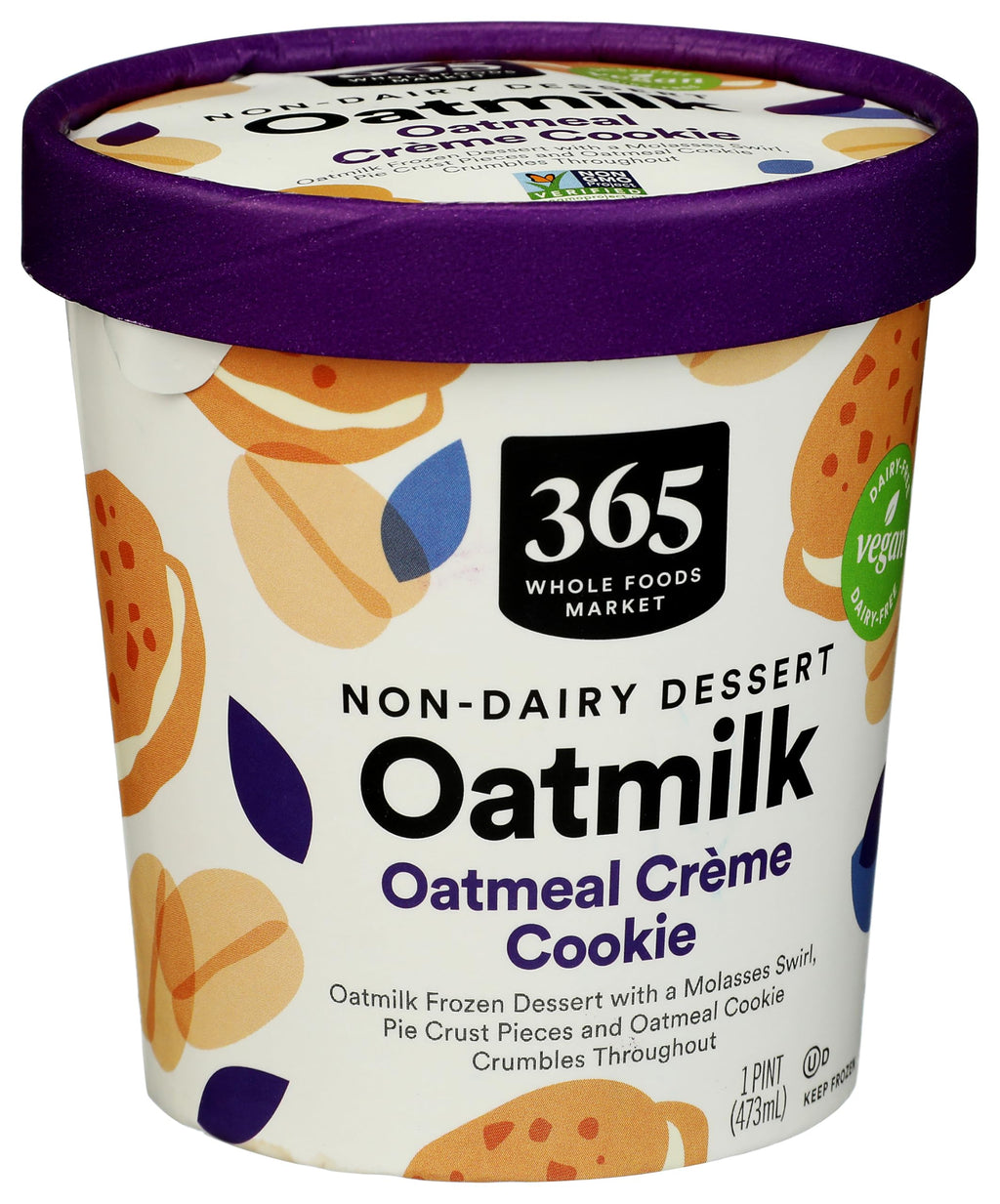 Oatmeal Creme Cookie Oat Milk Frozen Dessert 1 PT 365 By Whole Foods Market