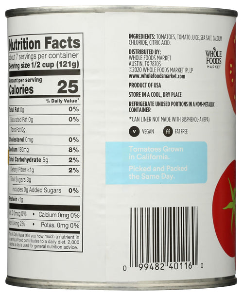 Diced Tomatoes 28 Oz 365 By Whole Foods Market