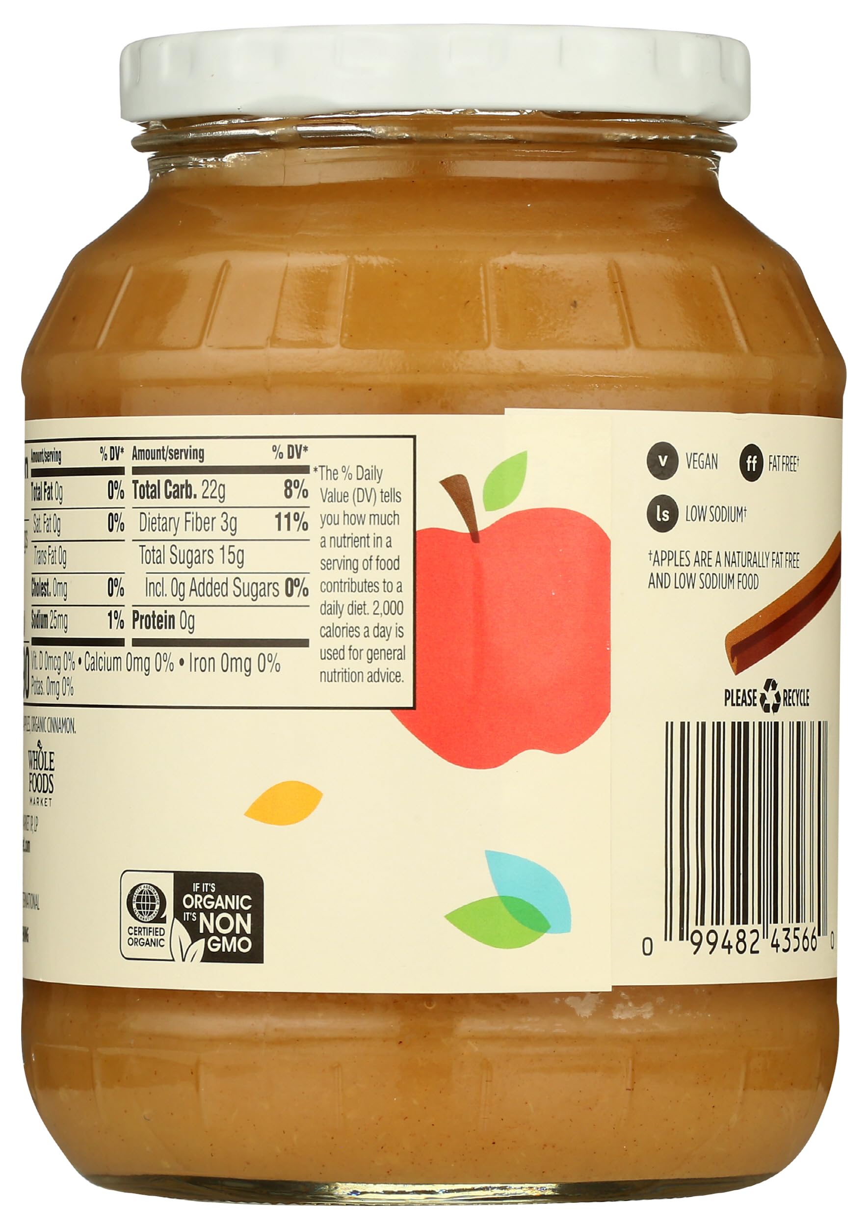 Organic Cinnamon Applesauce Unsweetened 24 Oz 365 By Whole Foods Market