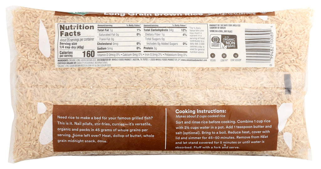Organic Long Grain Brown Rice 32 Oz 365 By Whole Foods Market